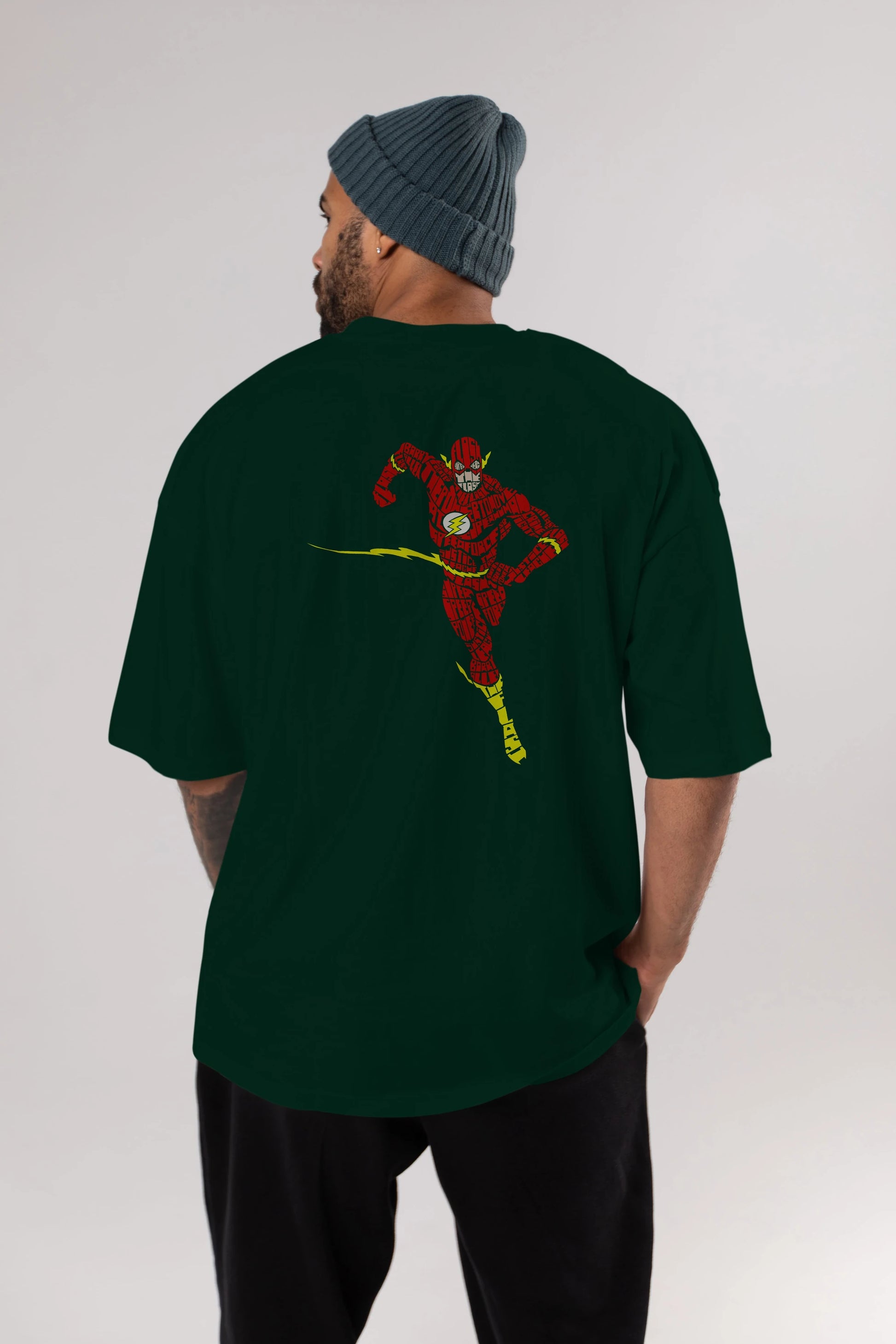 The Flash Arka Baskılı Oversize t-shirt %100 pamuk Erkek Kadın Unisex