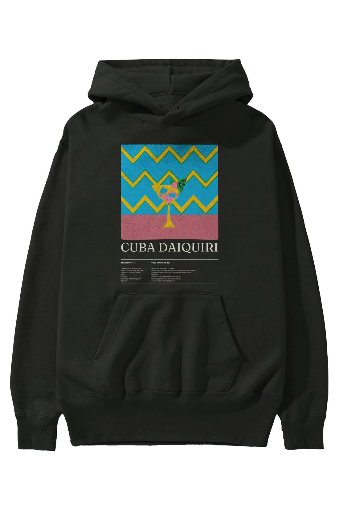 Cuba Daiquiri Kokteyl ön Baskılı Hoodie Oversize Kapüşonlu Sweatshirt Erkek Kadın