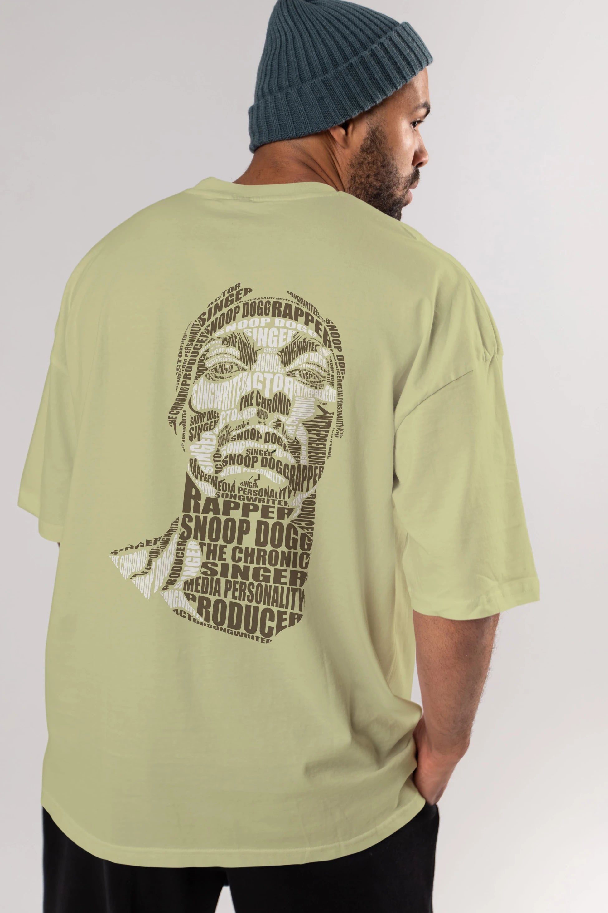 Snoop Dogg Calligram Arka Baskılı Oversize t-shirt %100 pamuk Erkek Kadın Unisex