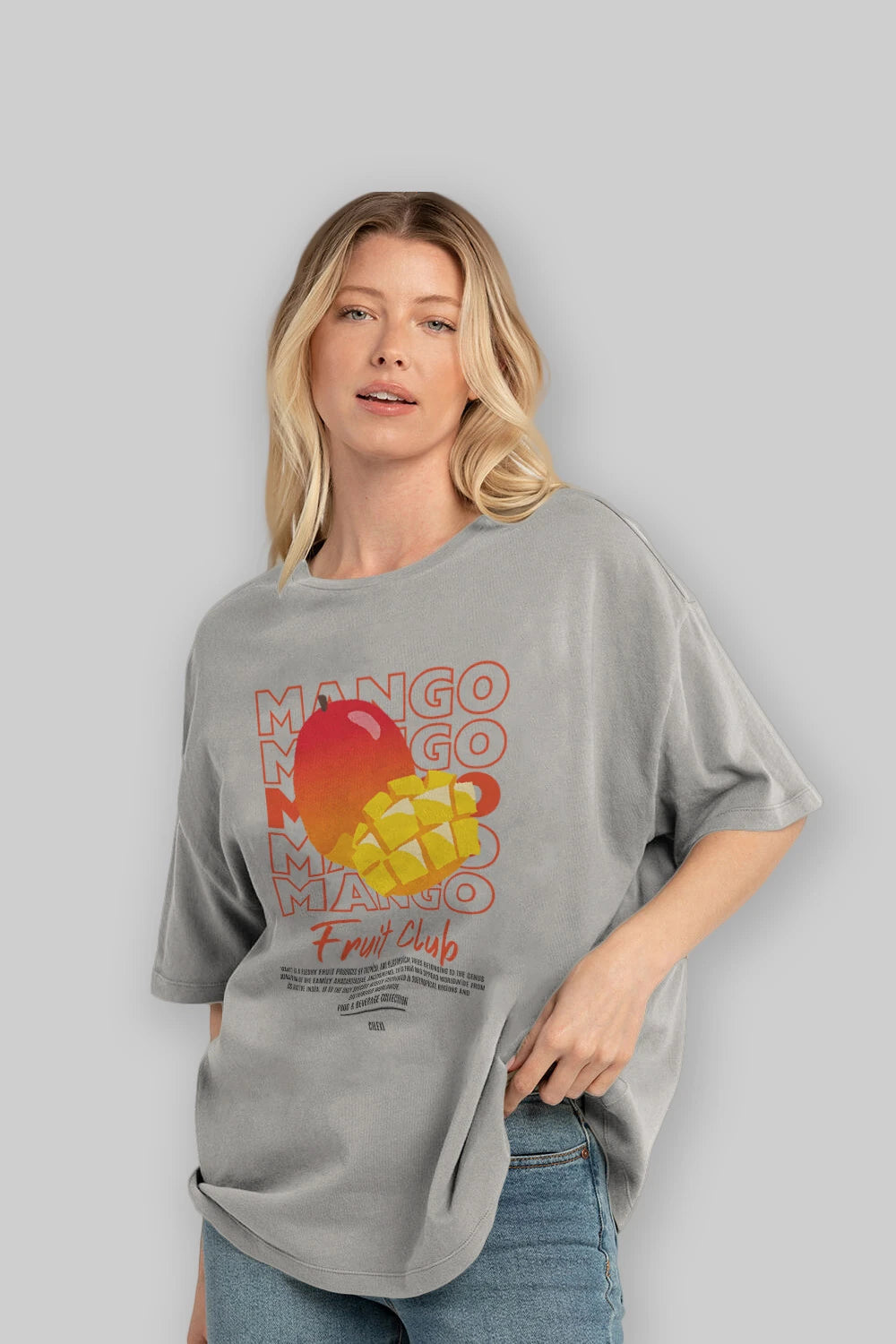 Mango Ön Baskılı Oversize t-shirt Erkek Kadın Pamuk Bisiklet Yaka tişort