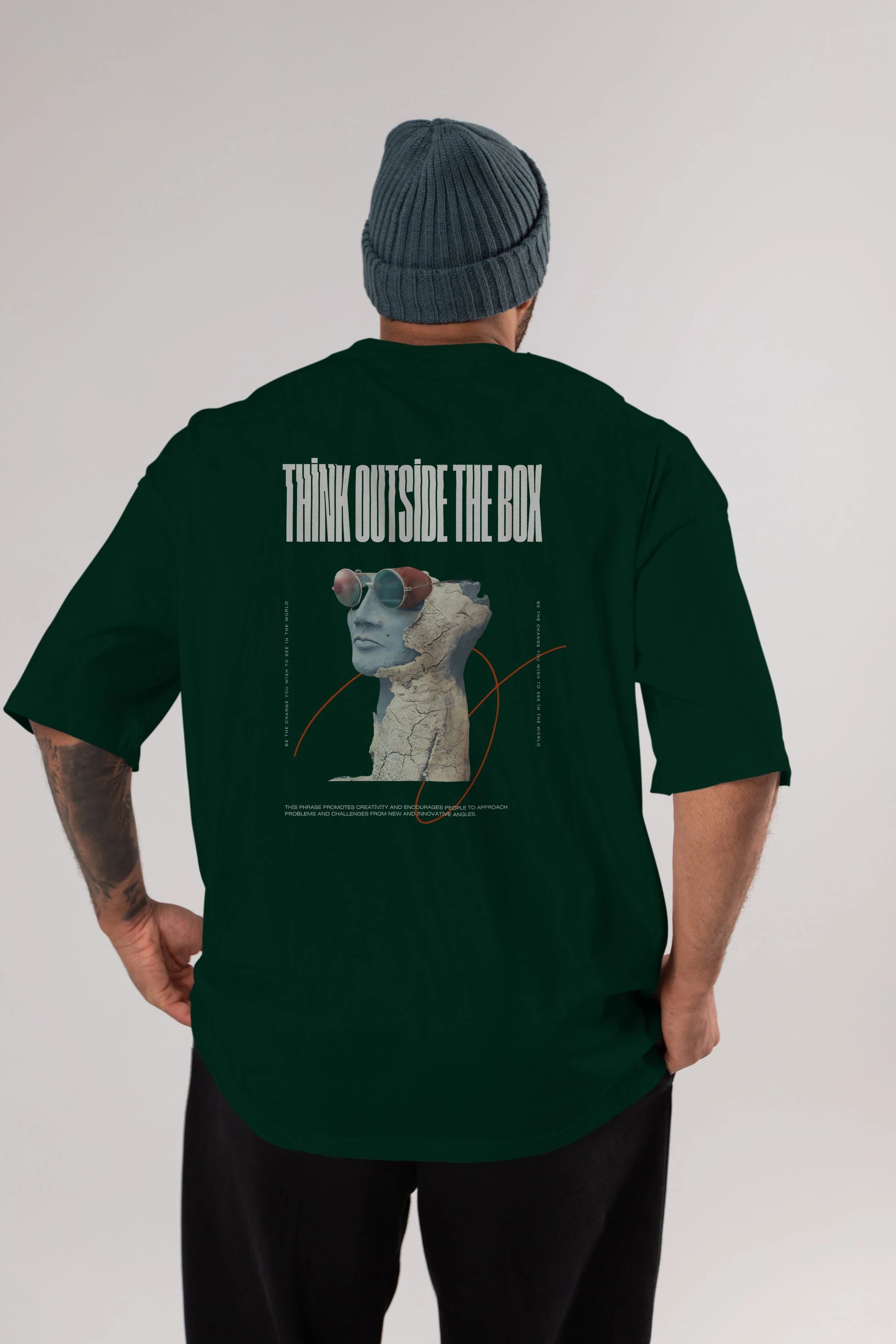 Think Outside The Box Arka Baskılı Oversize t-shirt Erkek Kadın Unisex