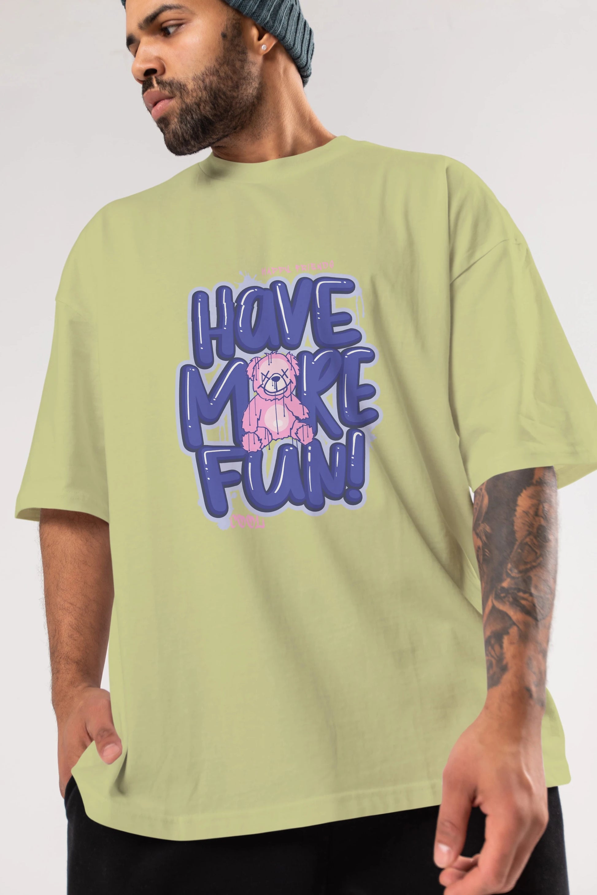 Have More Fun Bear Ön Baskılı Oversize t-shirt Erkek Kadın Unisex