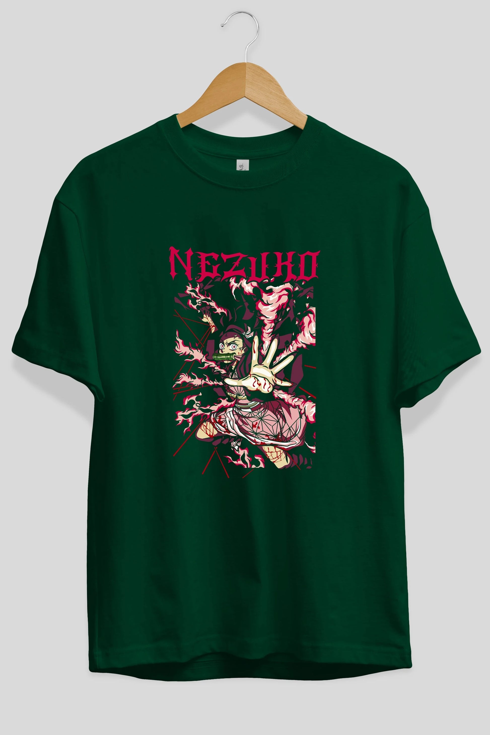 NEZUKO KAMADO Anime Ön Baskılı Oversize t-shirt %100 pamuk Erkek Kadın Unisex