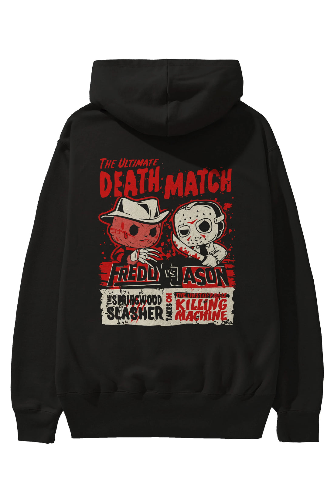 Freddy vs Jason Arka Baskılı Hoodie Oversize Kapüşonlu Sweatshirt Erkek Kadın Unisex
