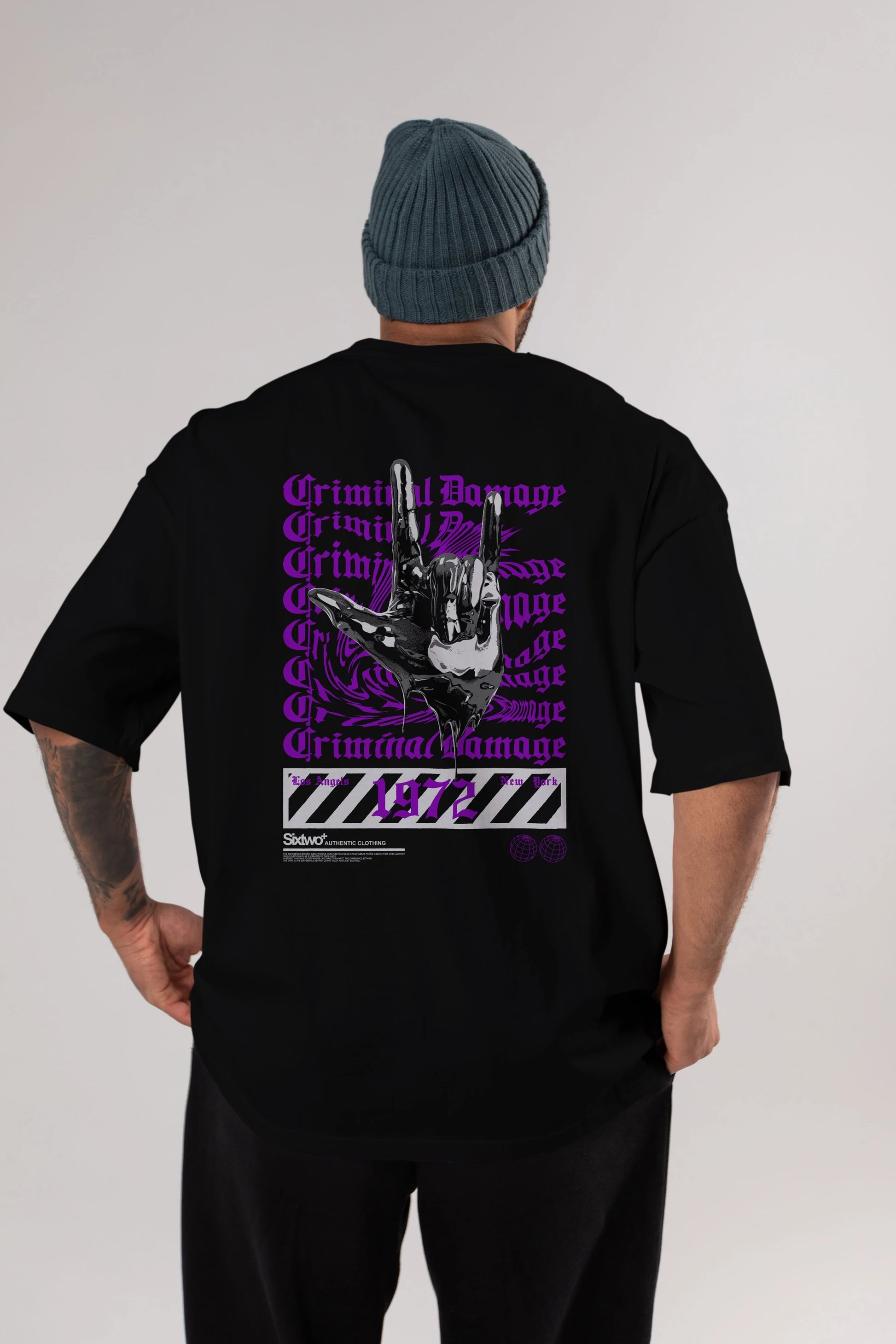 Criminal Damage 2 Arka Baskılı Oversize t-shirt Erkek Kadın Unisex