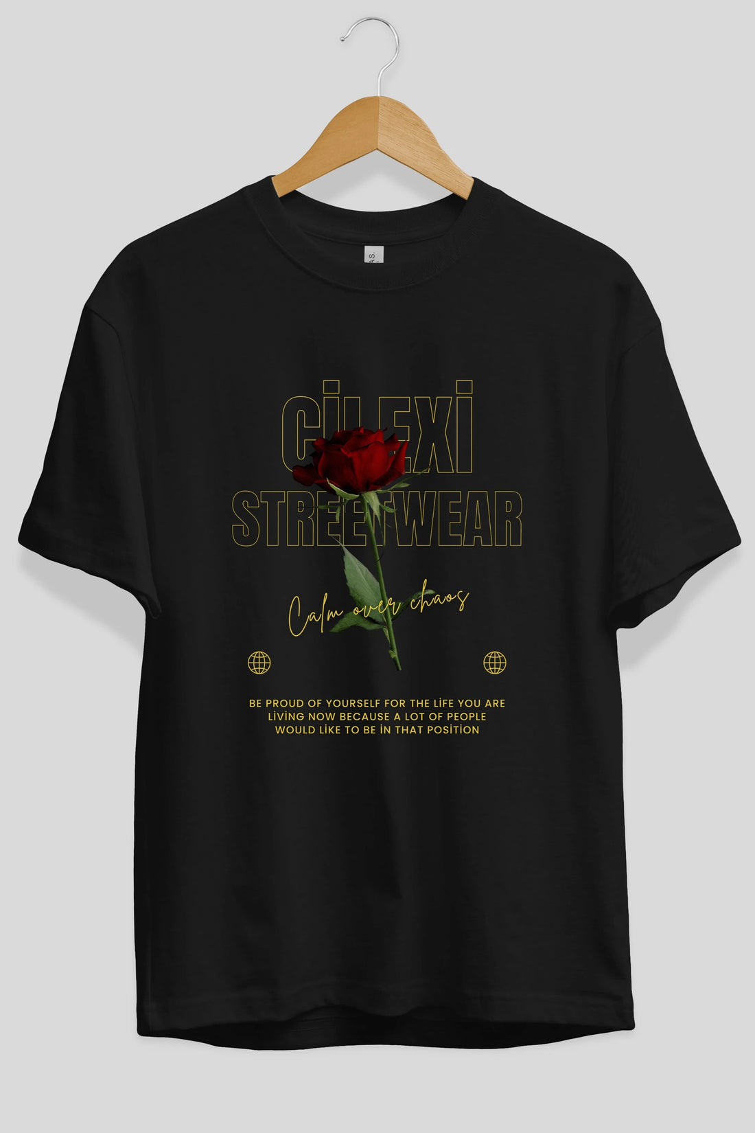 Rose Cilexi Streetwear Ön Baskılı Oversize t-shirt Erkek Kadın Unisex