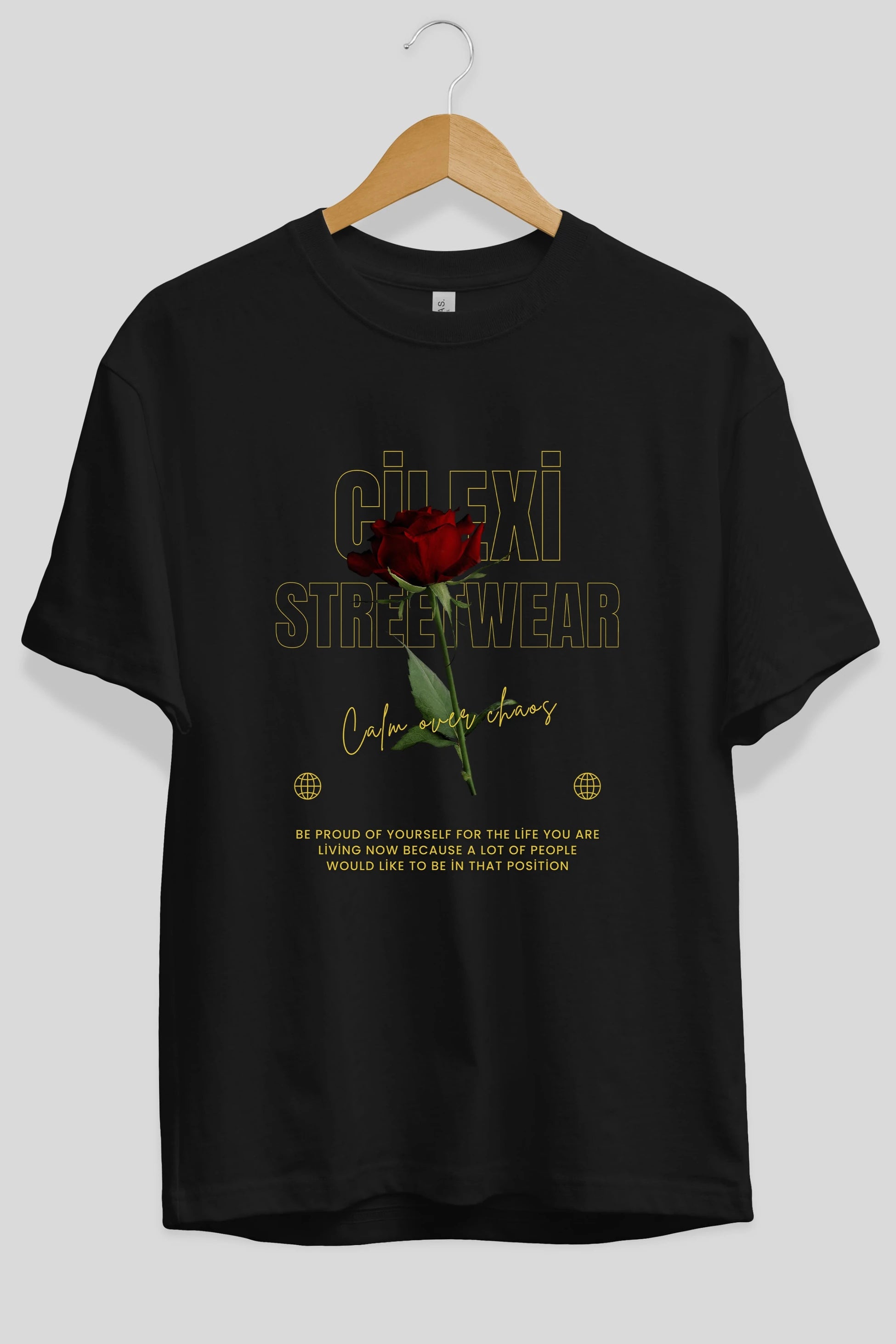 Rose Cilexi Streetwear Ön Baskılı Oversize t-shirt Erkek Kadın Unisex