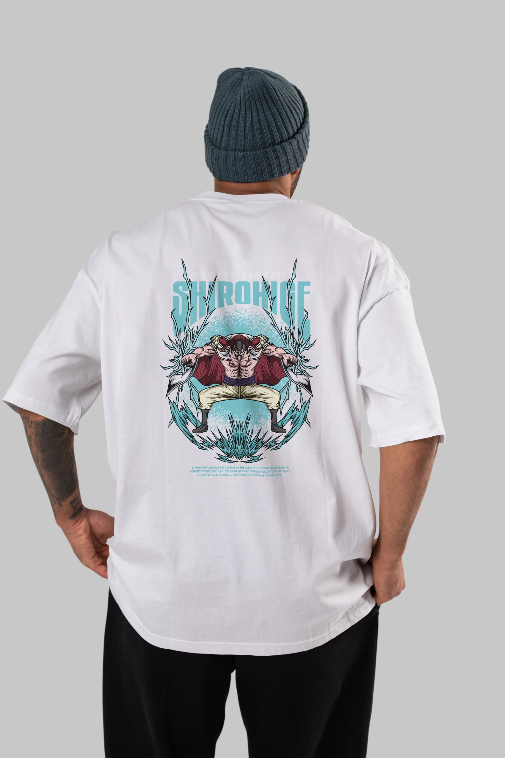 Shirohige Anime Arka Baskılı Oversize t-shirt Erkek Kadın Unisex