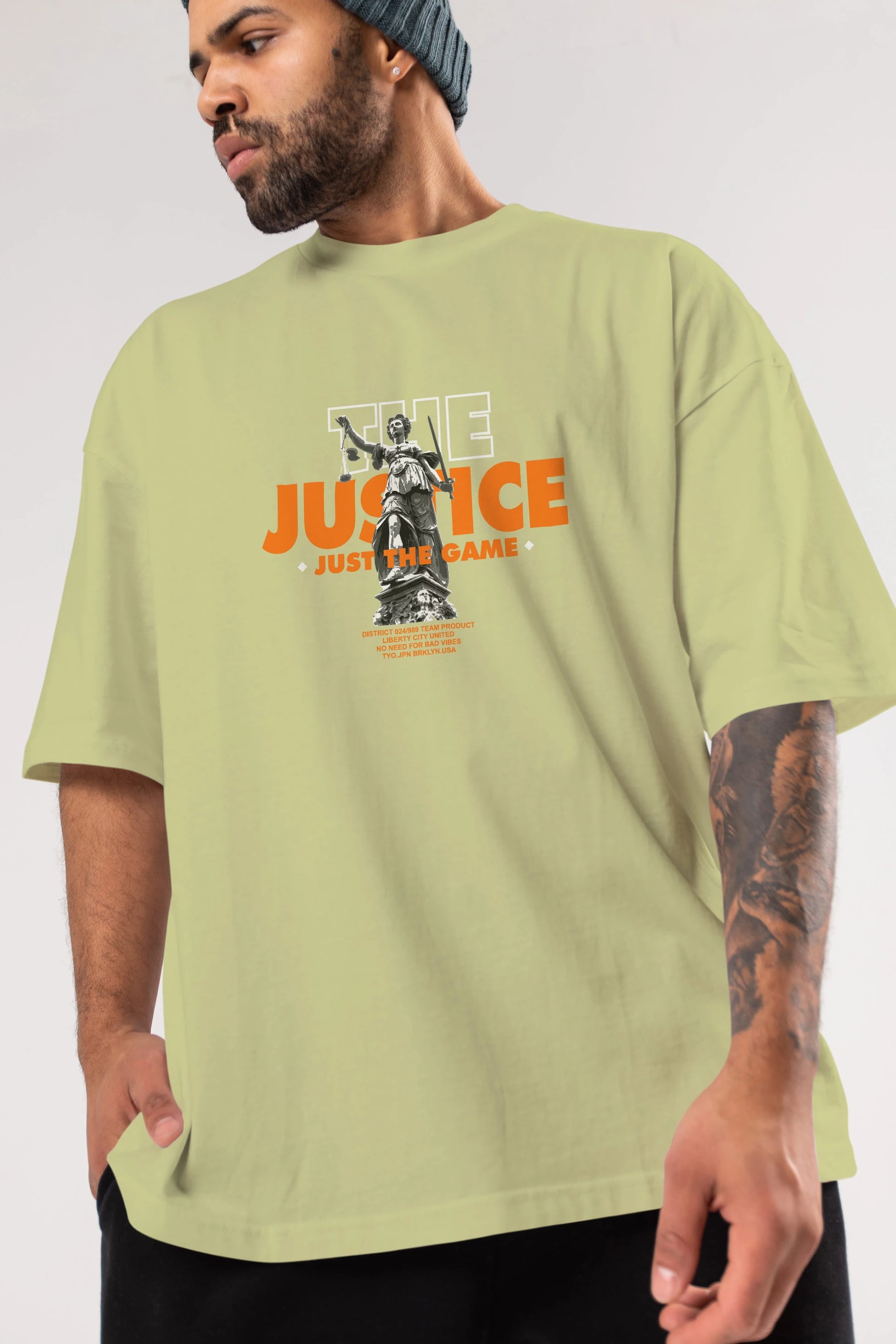 The Justice Ön Baskılı Oversize t-shirt Erkek Kadın Unisex