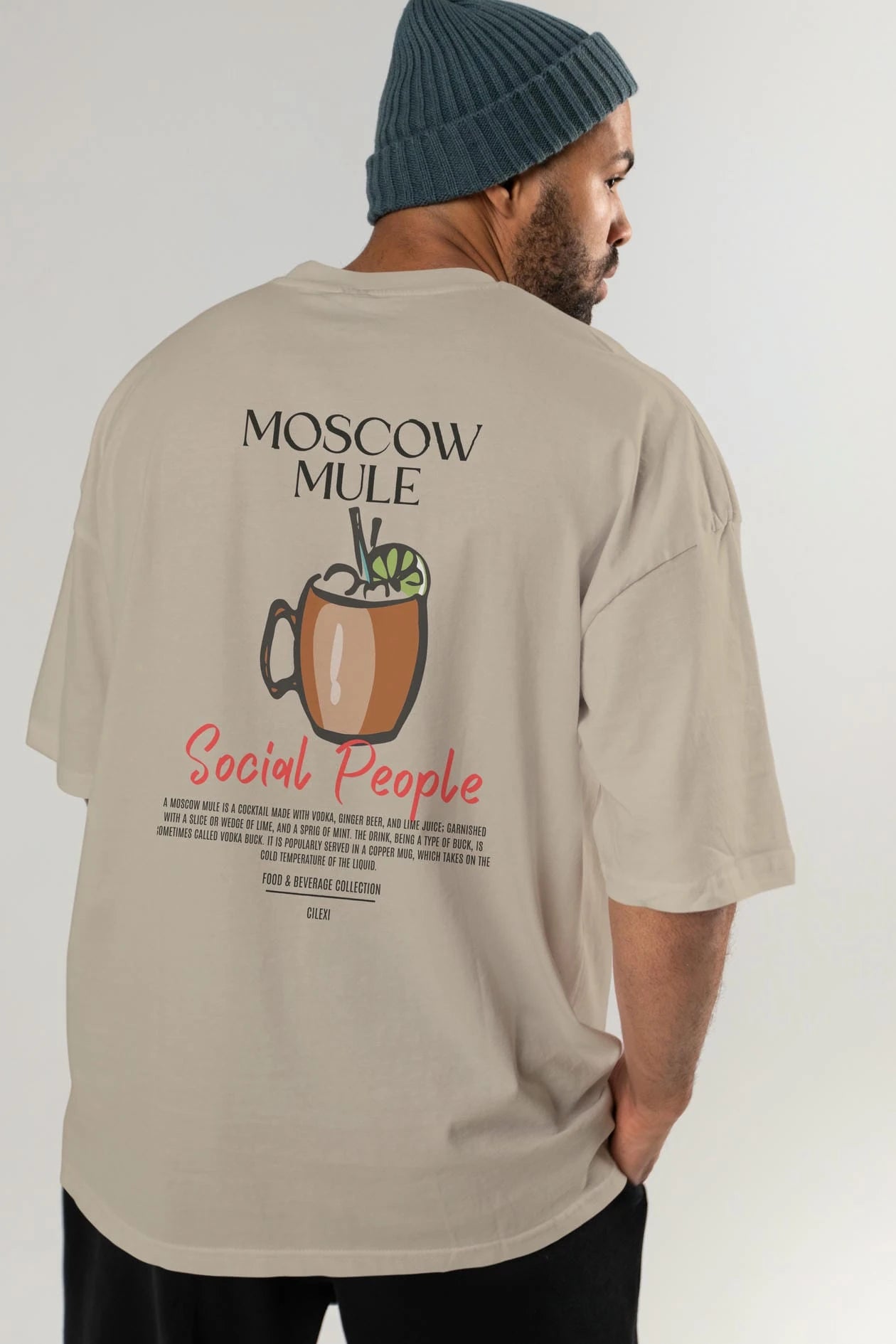 Moscow Mule Kokteyl Serisi Baskılı Oversize t-shirt Erkek Kadın Unisex %100 Pamuk Bisiklet Yaka tişort