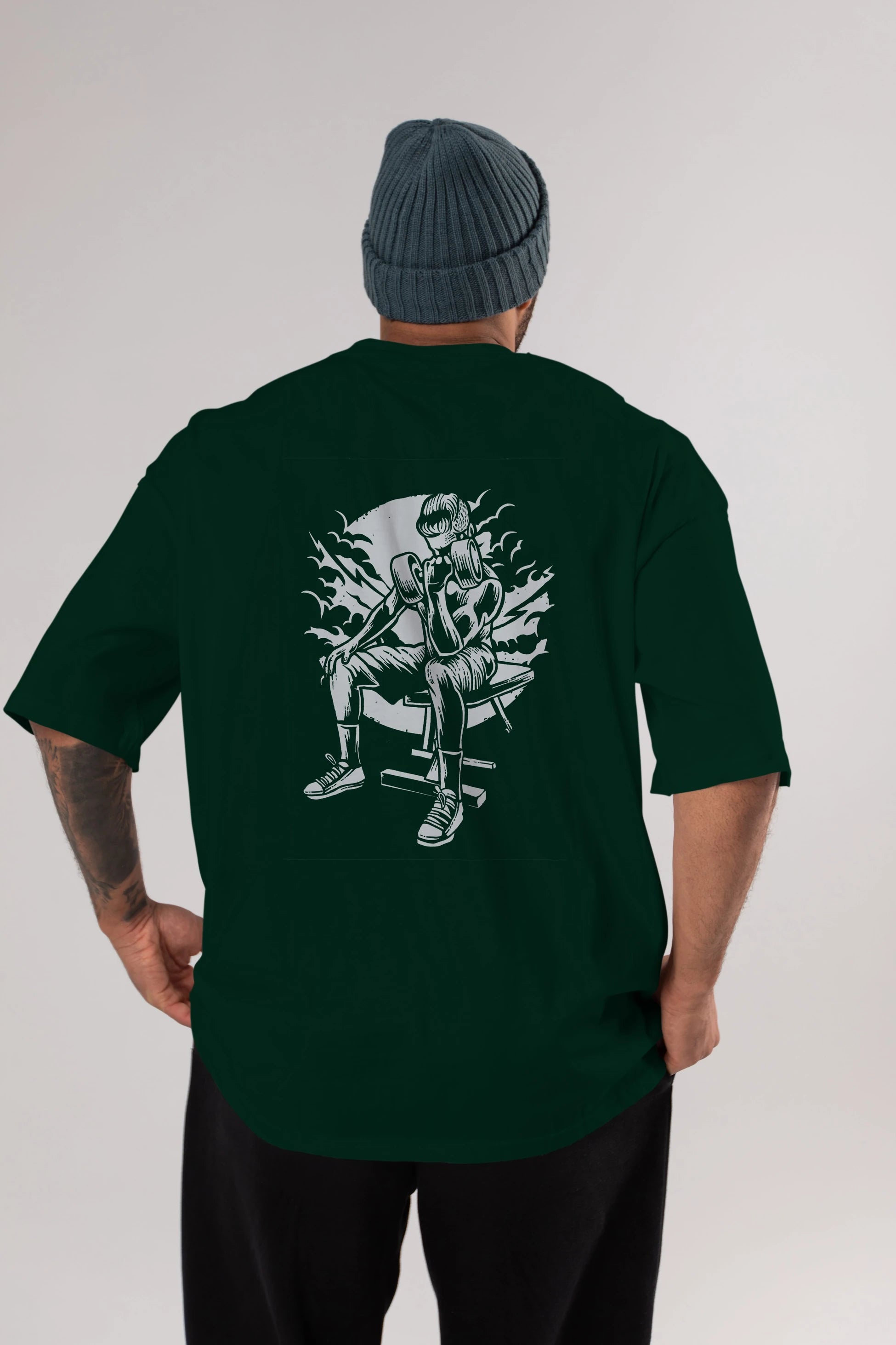 No Pain No Gain Arka Baskılı Oversize t-shirt Erkek Kadın Unisex %100 Pamuk