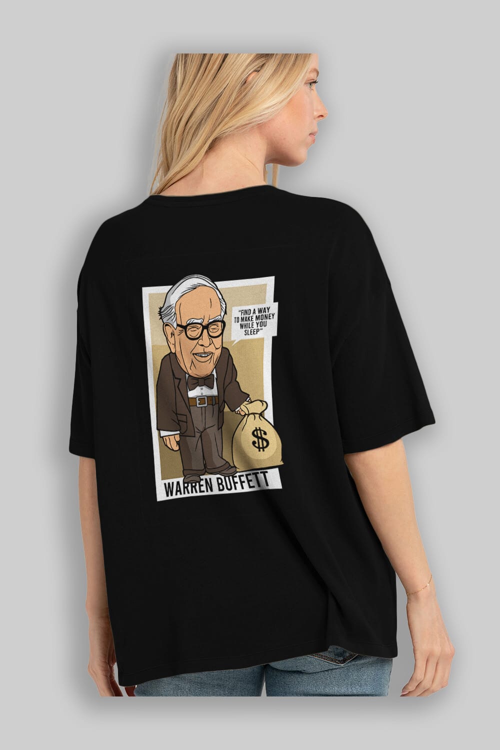 Warren Buffet Up Carl Arka Baskılı Oversize t-shirt Erkek Kadın Unisex %100 Pamuk tişort