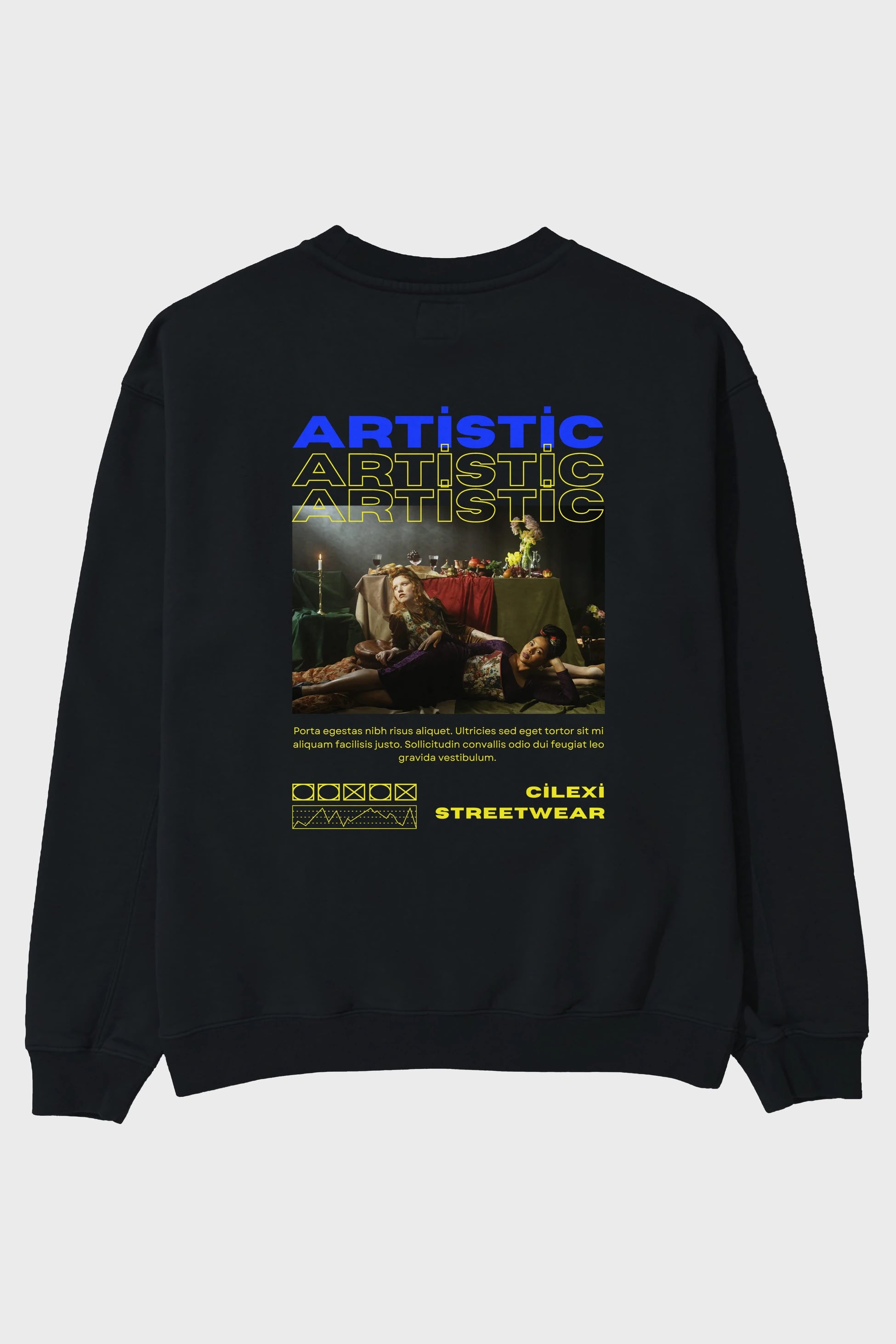 Artistic Yazılı Streetwear Arka Baskılı Oversize Sweatshirt Erkek Kadın Unisex