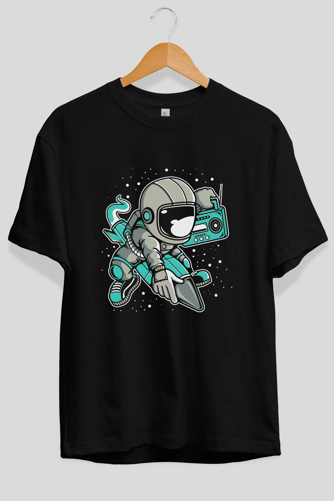 Astronaut Rocket (2) Ön Baskılı Oversize t-shirt Erkek Kadın Unisex
