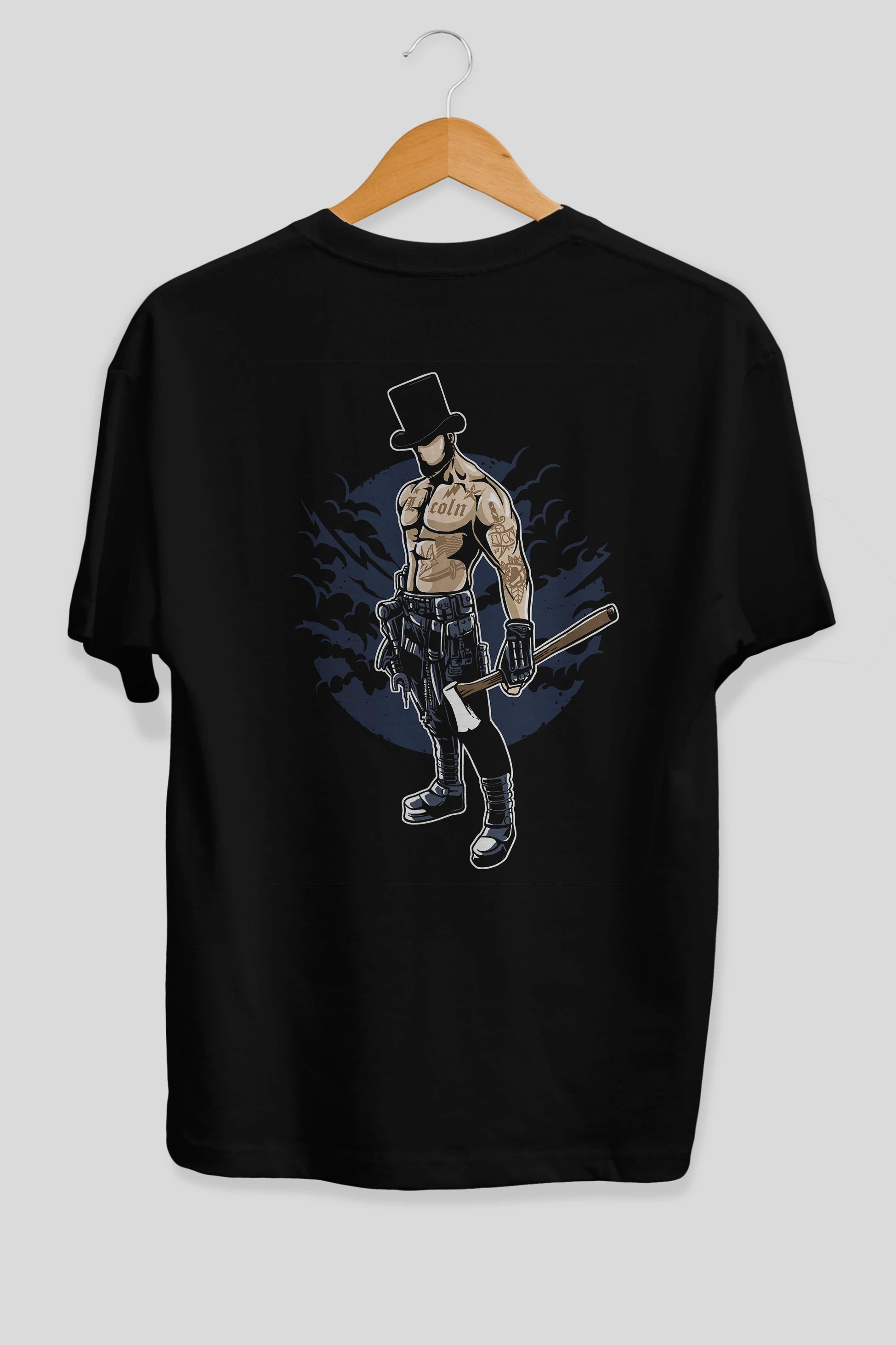 Lincoln Arka Baskılı Oversize t-shirt Erkek Kadın Unisex %100 Pamuk