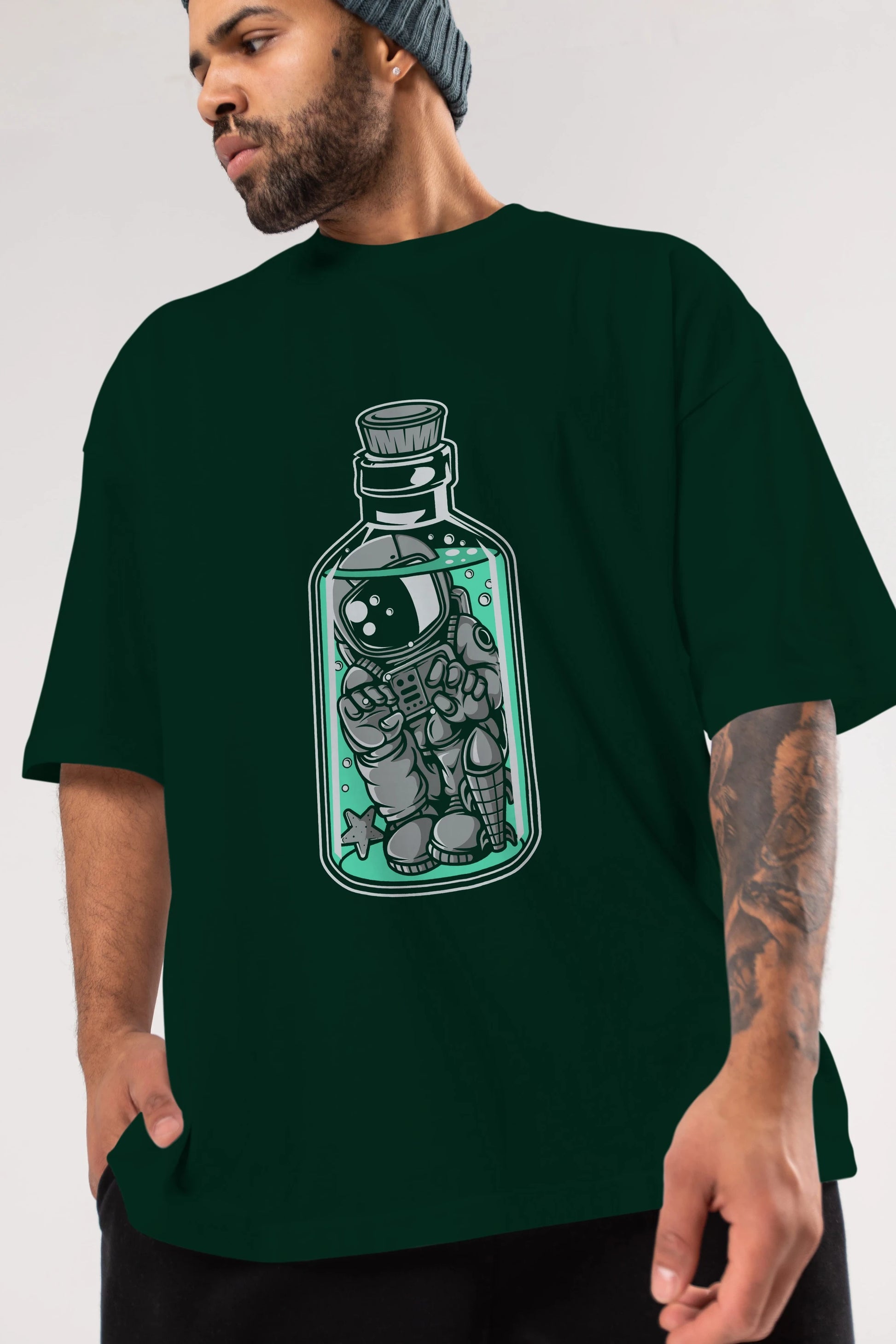 Astronaut in The Bottle Ön Baskılı Oversize t-shirt Erkek Kadın Unisex