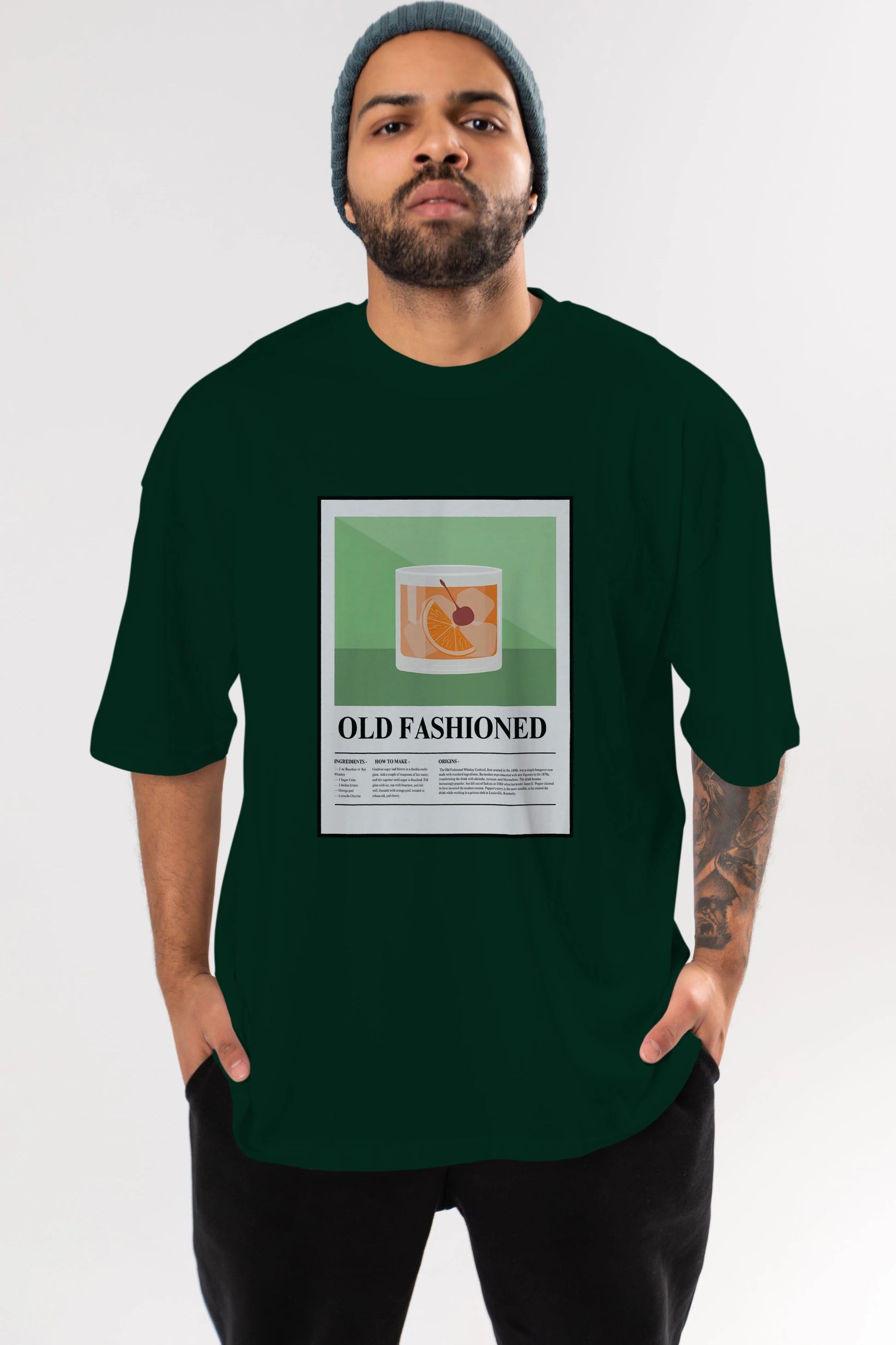 Old Fashioned Ön Baskılı Oversize t-shirt Erkek Kadın Unisex %100 Pamuk Bisiklet Yaka tişort
