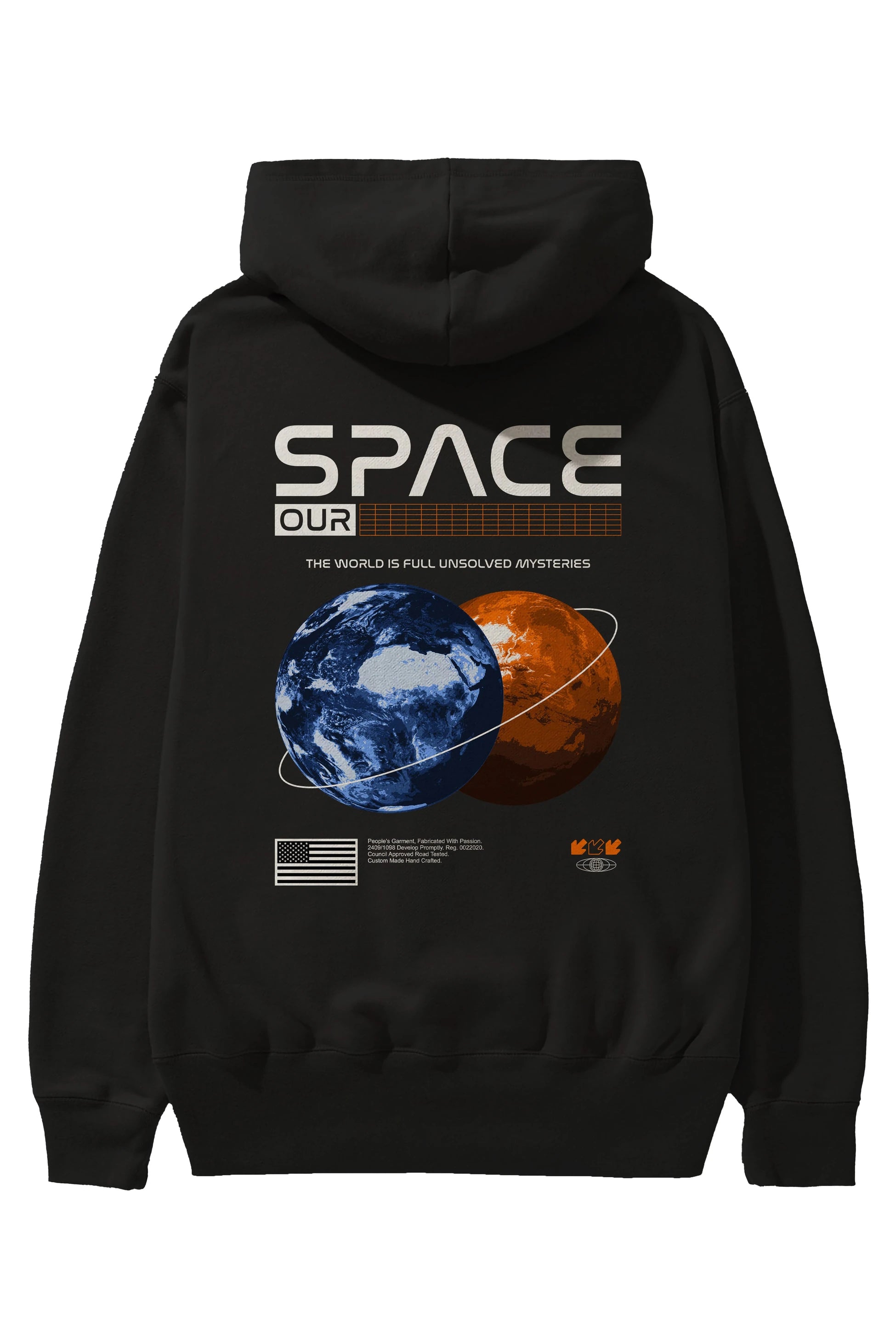 Space Our Arka Baskılı Hoodie Oversize Kapüşonlu Sweatshirt Erkek Kadın Unisex