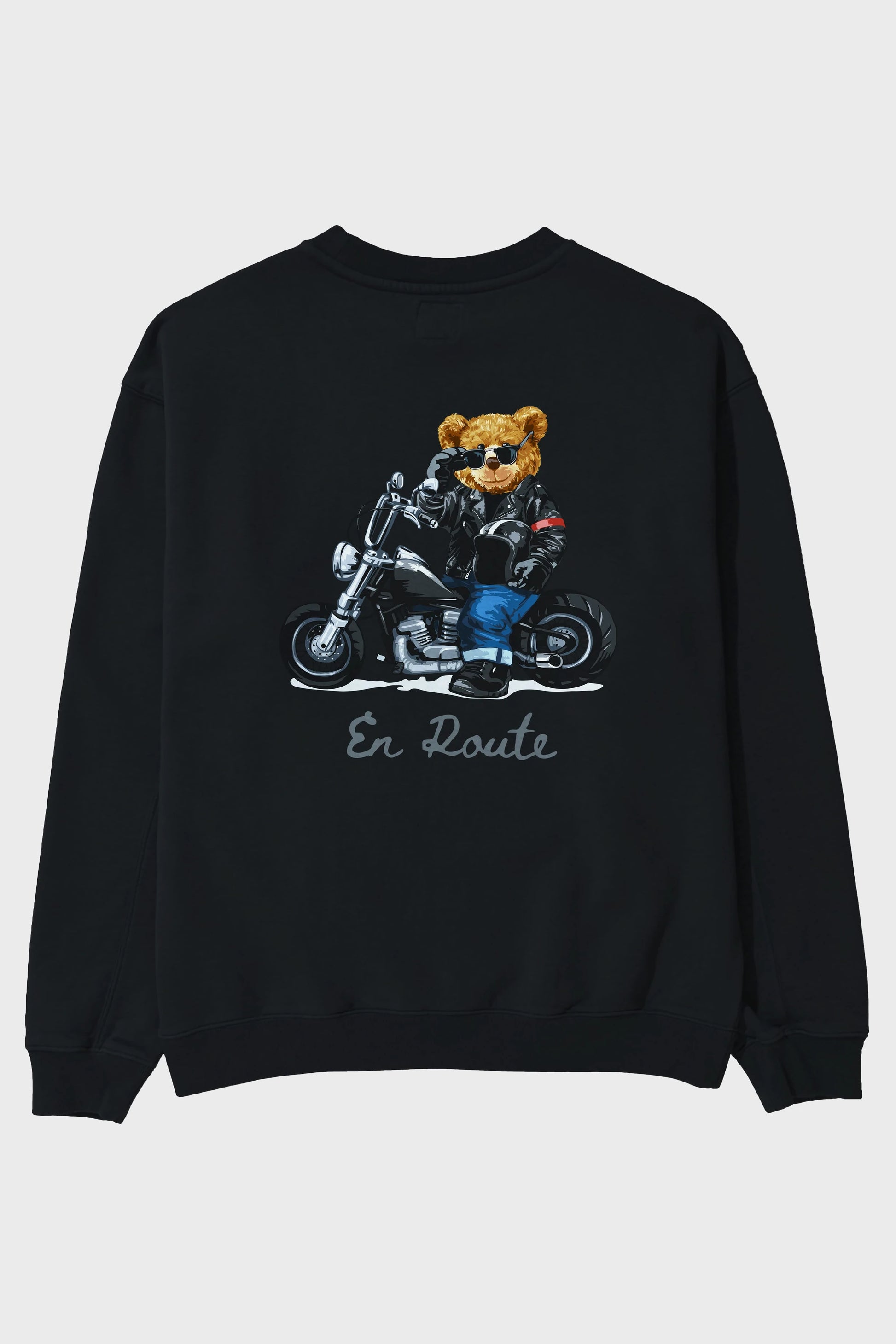 Teddy Bear En Route Arka Baskılı Oversize Sweatshirt Erkek Kadın Unisex