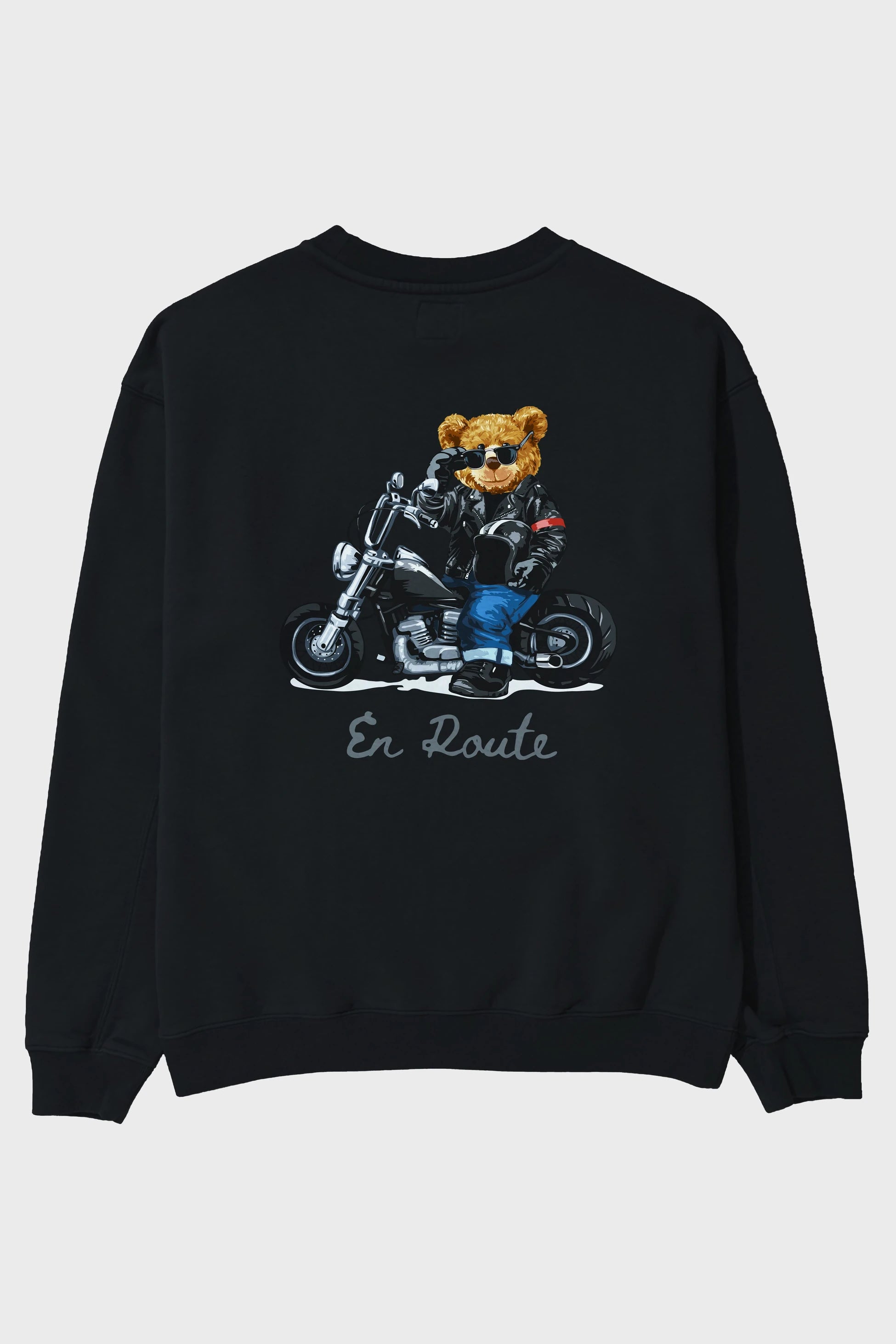 Teddy Bear En Route Arka Baskılı Oversize Sweatshirt Erkek Kadın Unisex