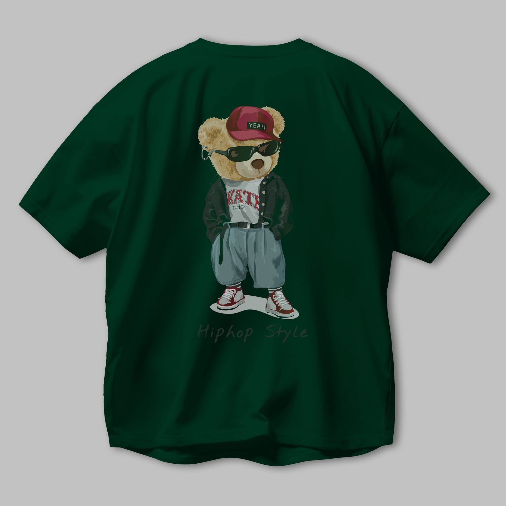 Teddy Bear Hiphop Style Arka Baskılı Oversize t-shirt Erkek Kadın Unisex %100 Pamuk