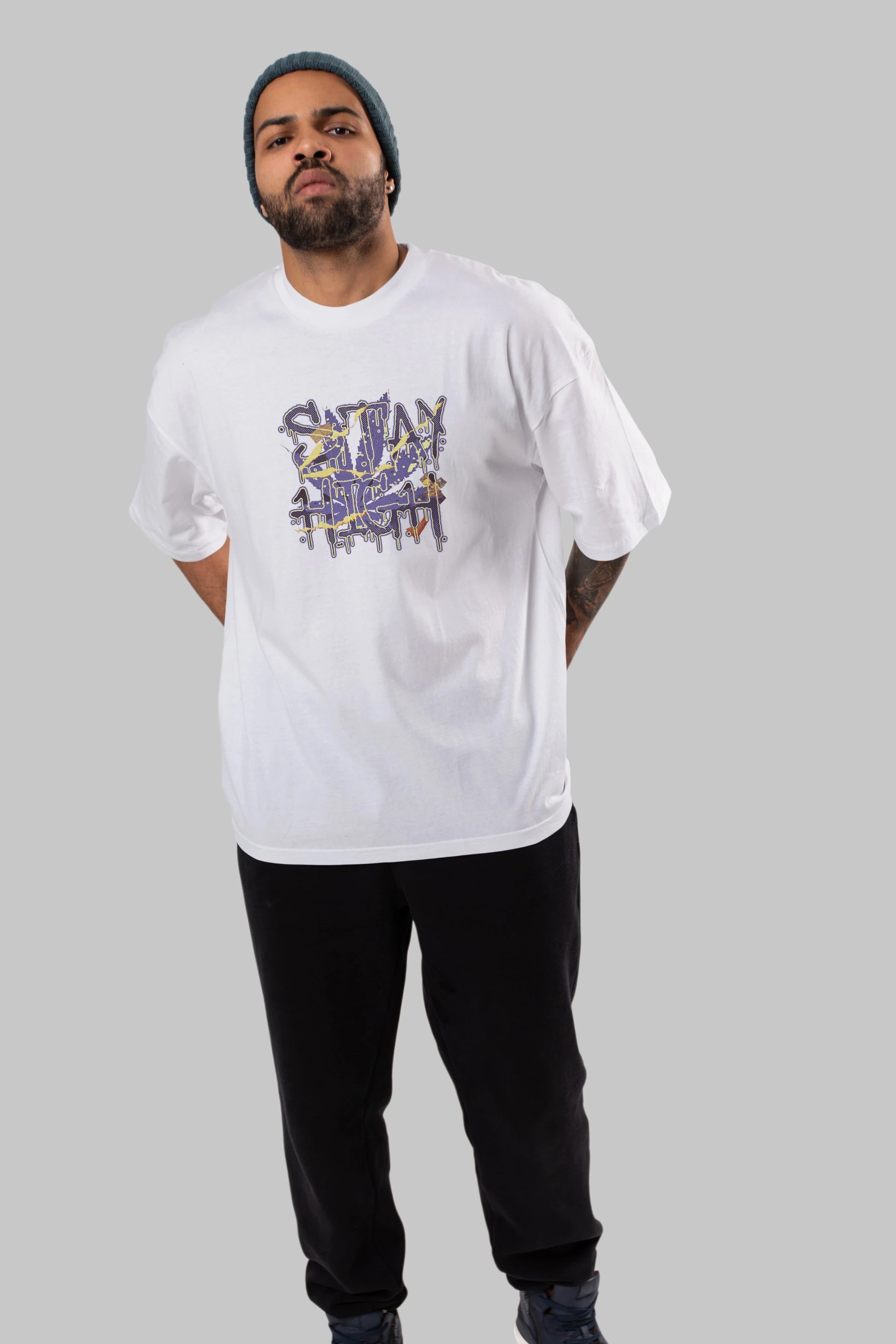 Stay High Ön Baskılı Oversize t-shirt Erkek Kadın Unisex