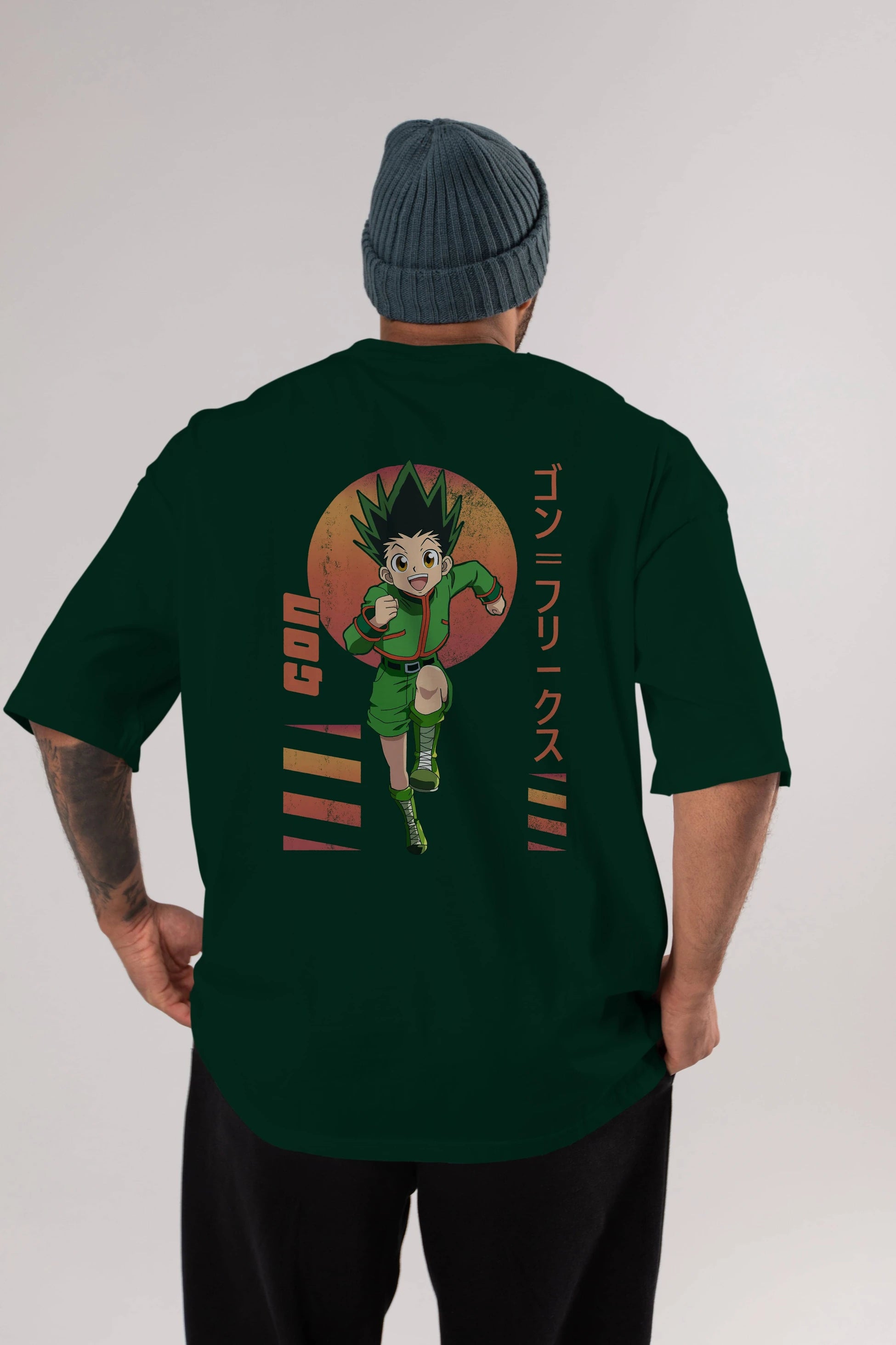 Gon Freecss HUNTER X HUNTER 2 Anime Arka Baskılı Oversize t-shirt Erkek Kadın Unisex