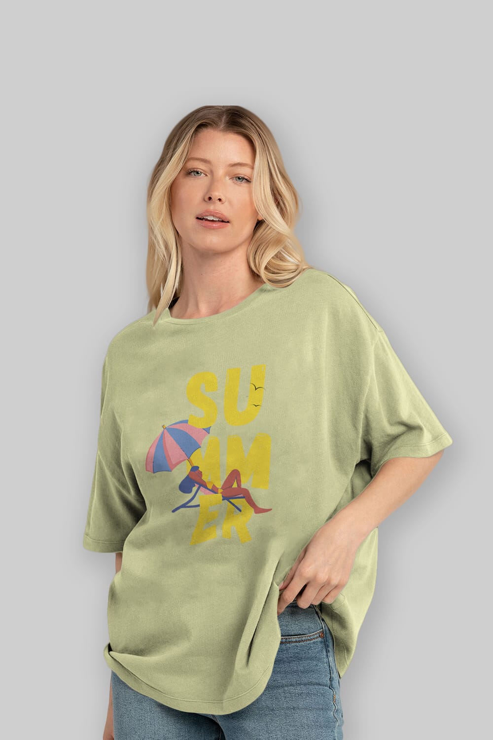 Summer Yazılı Ön Baskılı Oversize t-shirt Erkek Kadın Unisex