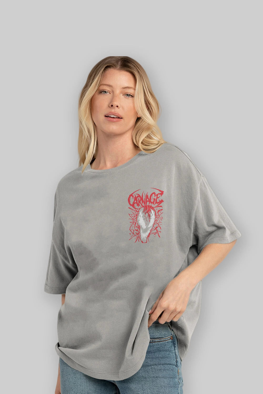 Venom (22) Ön Sol Baskılı Oversize t-shirt Erkek Kadın Unisex %100 Pamuk Bisiklet Yaka tişort