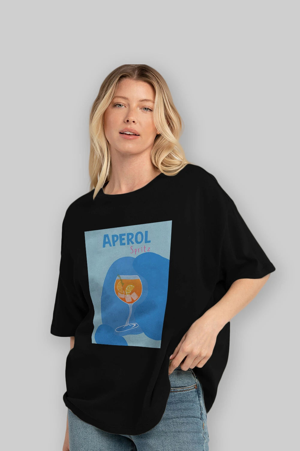 Aperol Spritz 10 Ön Baskılı Oversize t-shirt Erkek Kadın Unisex %100 Pamuk Bisiklet Yaka tişort