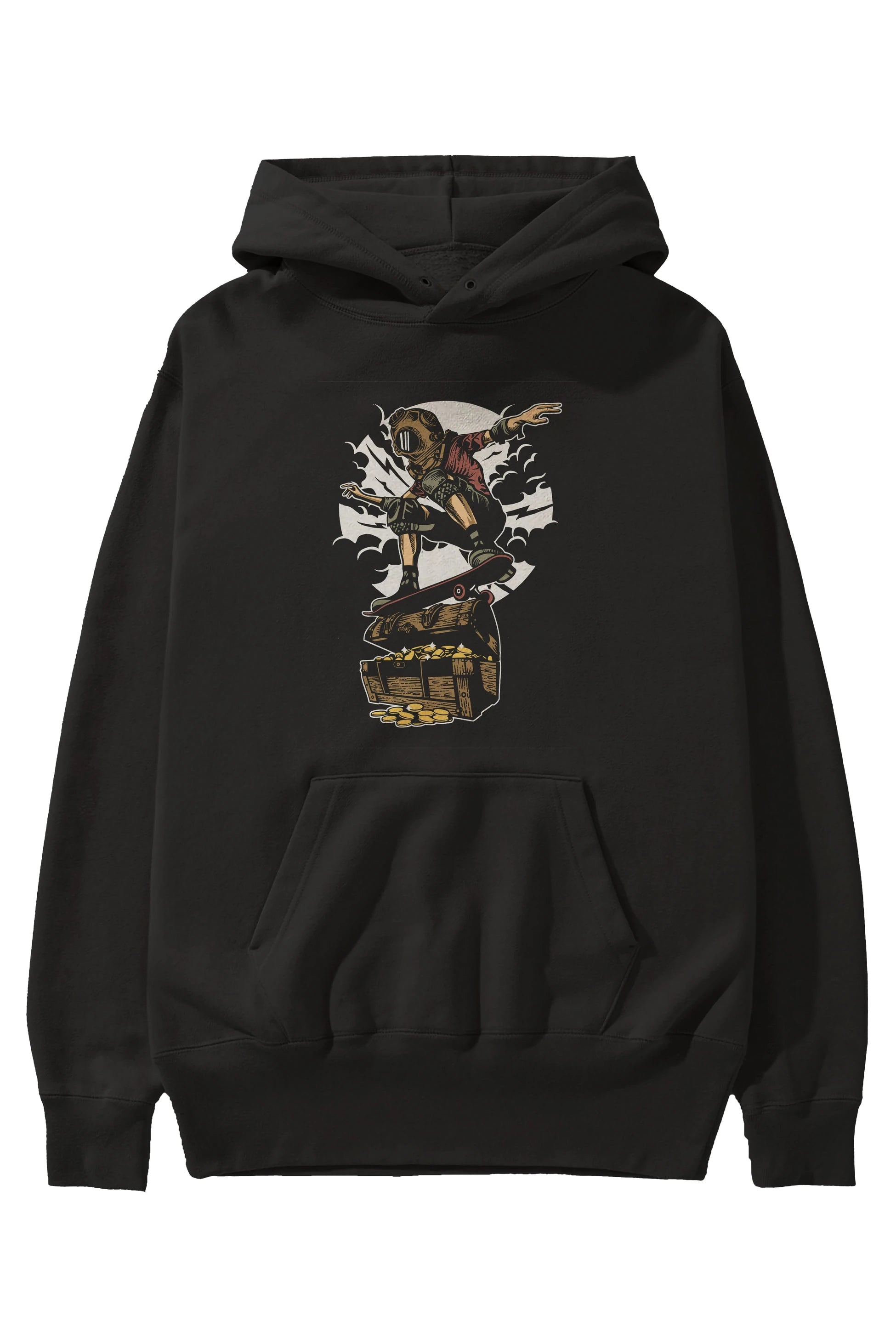 Diver Skater Treasure Ön Baskılı Hoodie Oversize Kapüşonlu Sweatshirt Erkek Kadın Unisex