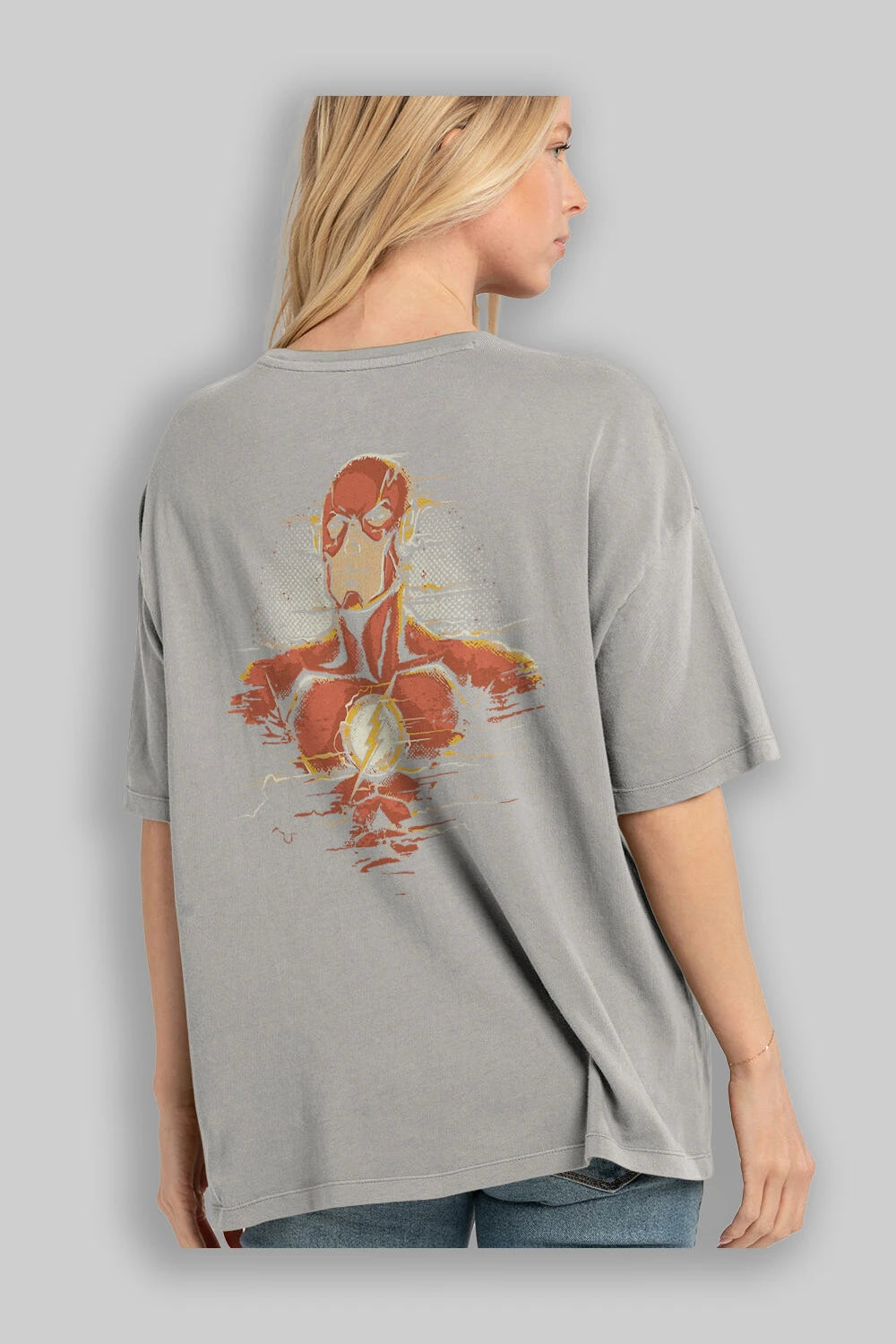 Flash Avengers Arka Baskılı Oversize t-shirt Erkek Kadın Unisex %100 Pamuk Bisiklet Yaka tişort