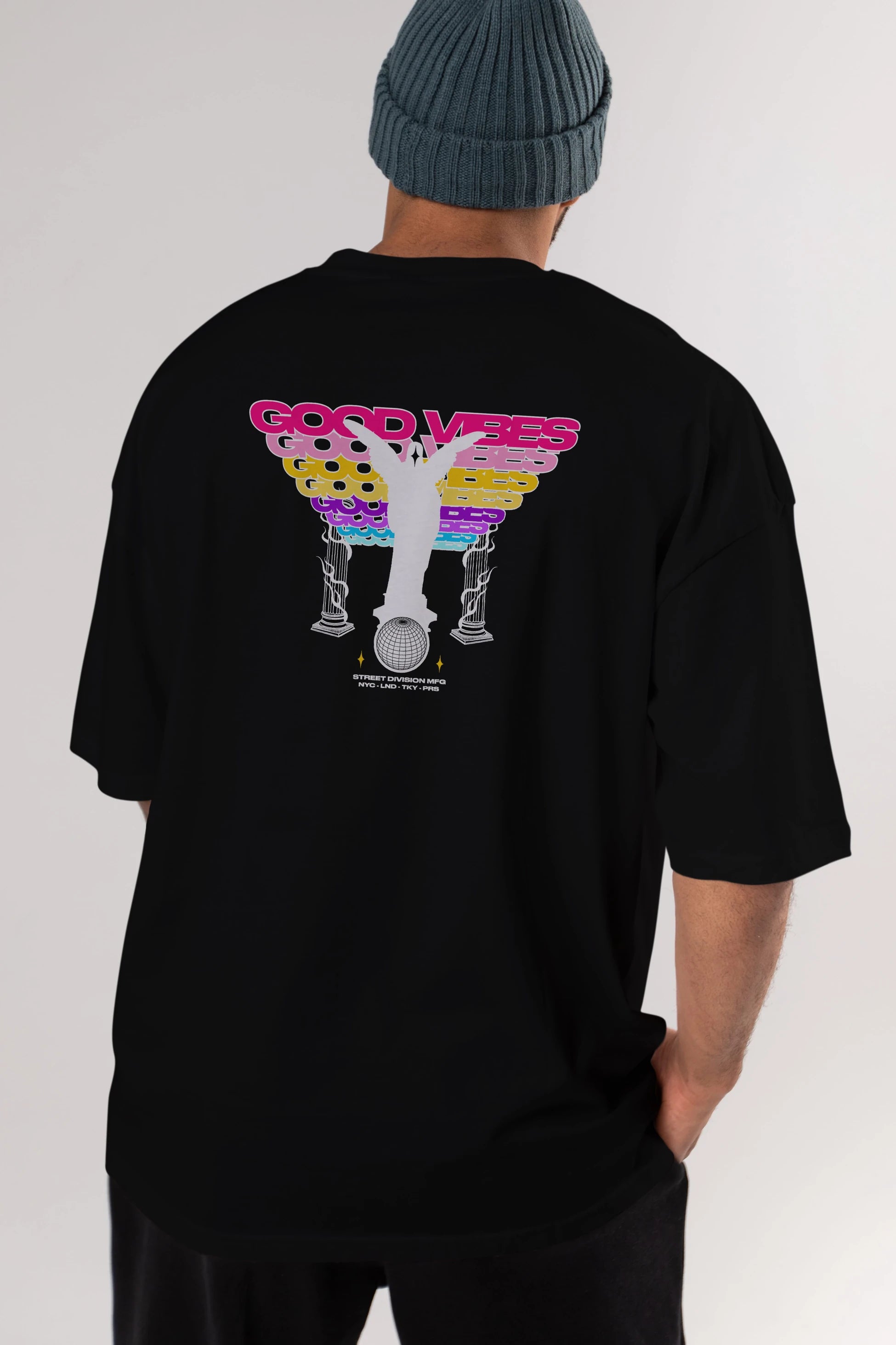 Good Vibes Arka Baskılı Oversize t-shirt Erkek Kadın Unisex