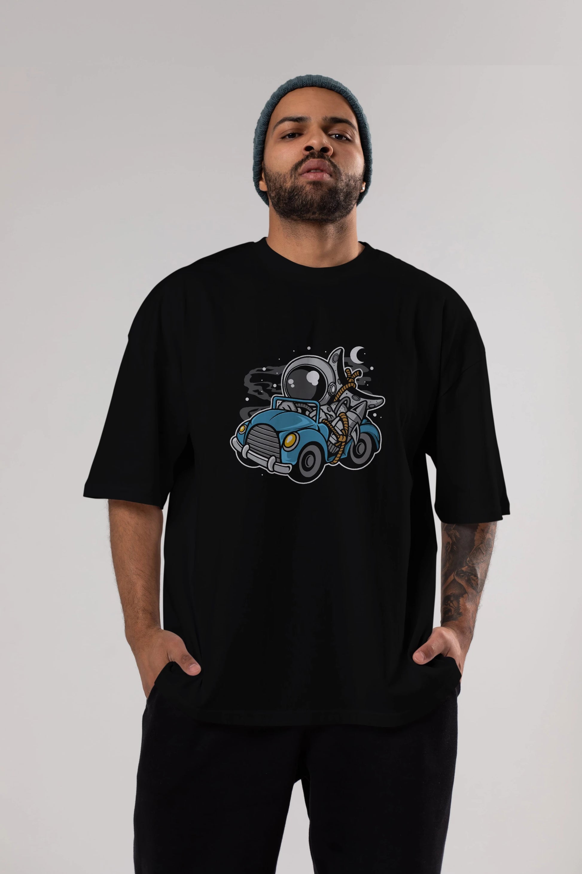 Astronaut Journey Ön Baskılı Oversize t-shirt Erkek Kadın Unisex
