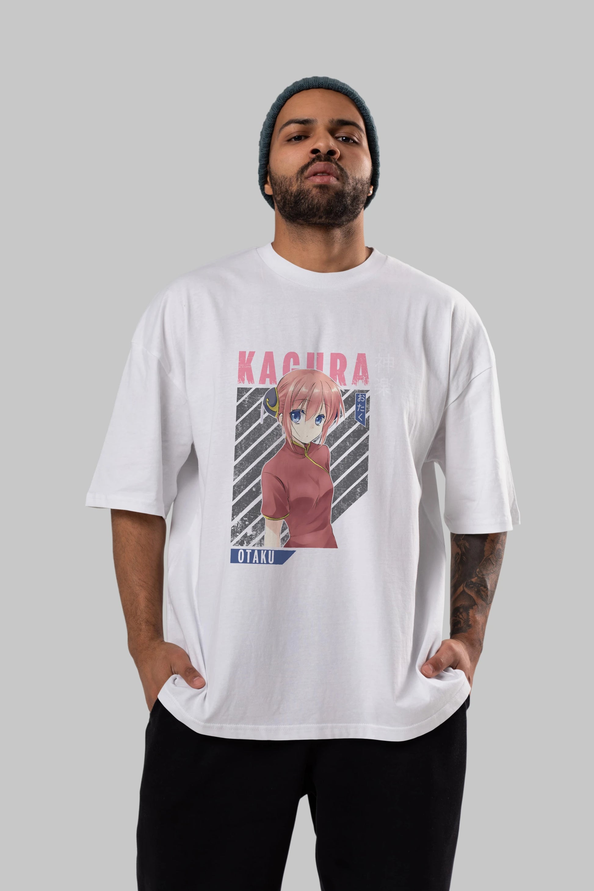 Kagura GINTAMA Anime Ön Baskılı Oversize t-shirt %100 pamuk Erkek Kadın Unisex
