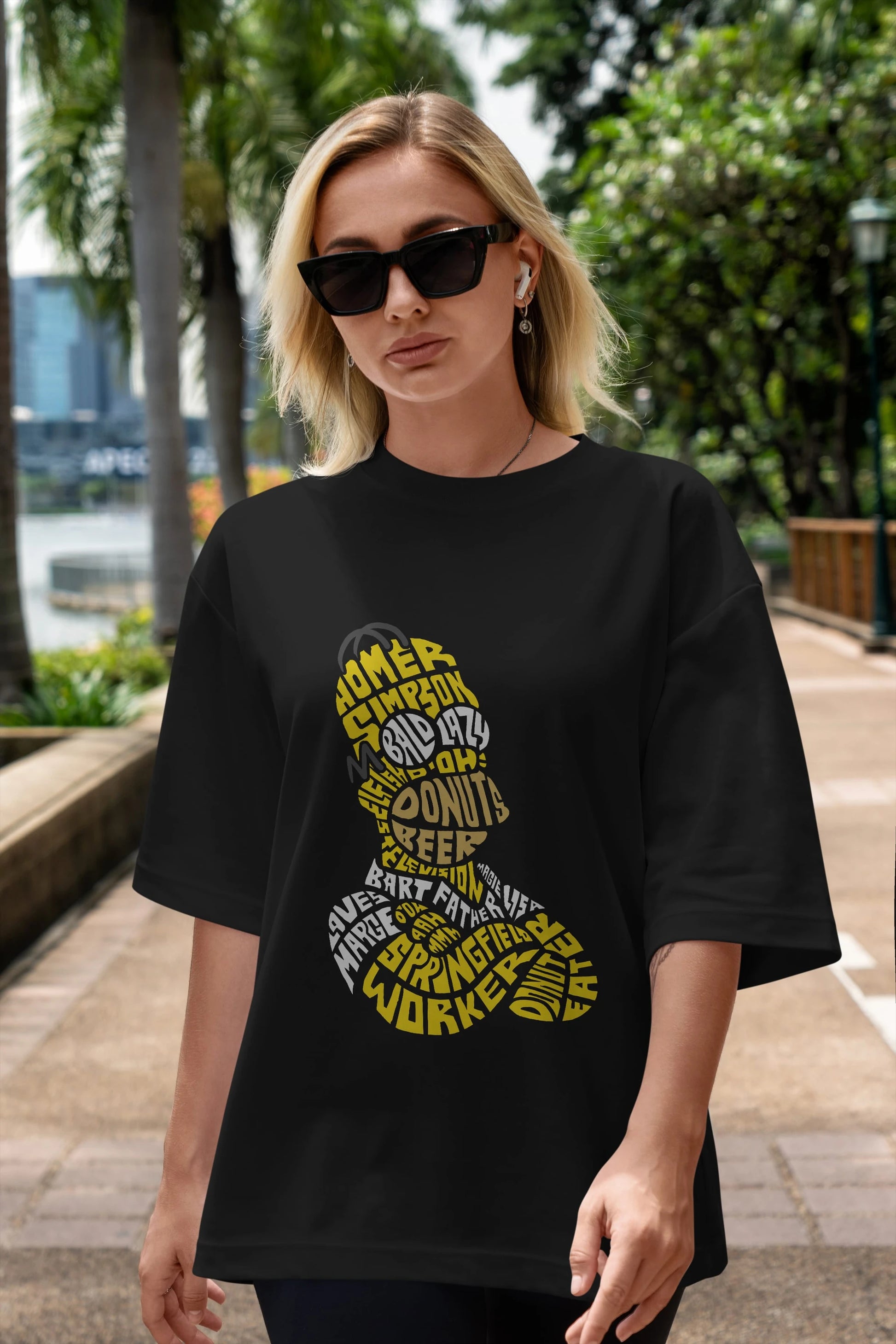 Homer Simpson Ön Baskılı Oversize t-shirt %100 pamuk Erkek Kadın Unisex
