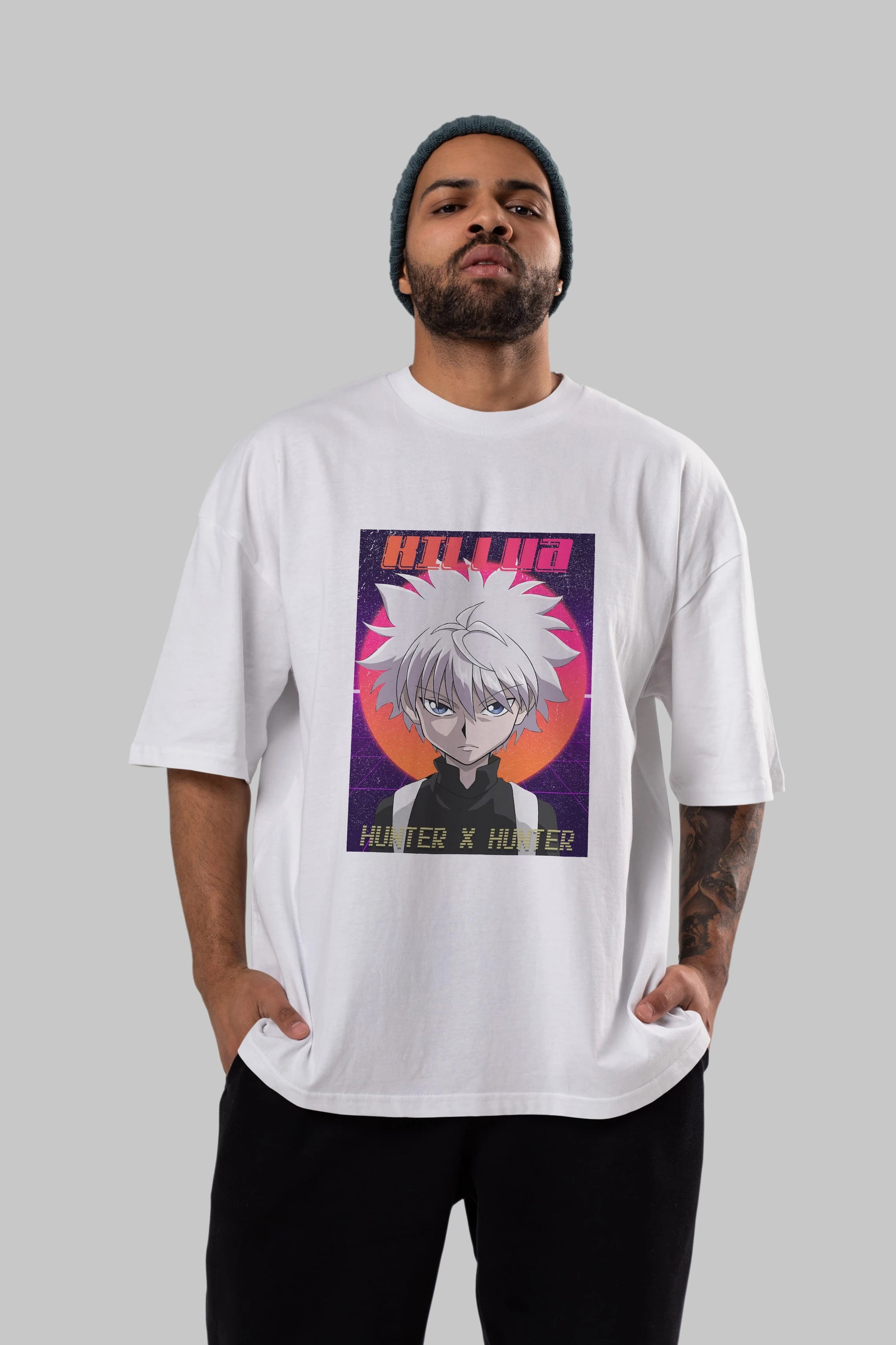 Killua Zoldyck 12 1 Anime Ön Baskılı Oversize t-shirt %100 pamuk Erkek Kadın Unisex