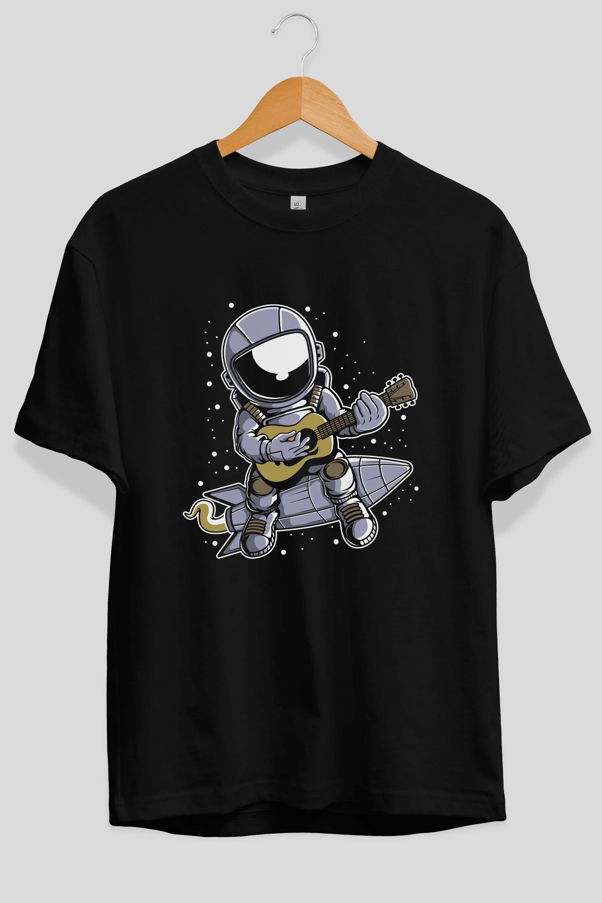 Astronaut Guitar (2) Ön Baskılı Oversize t-shirt Erkek Kadın Unisex