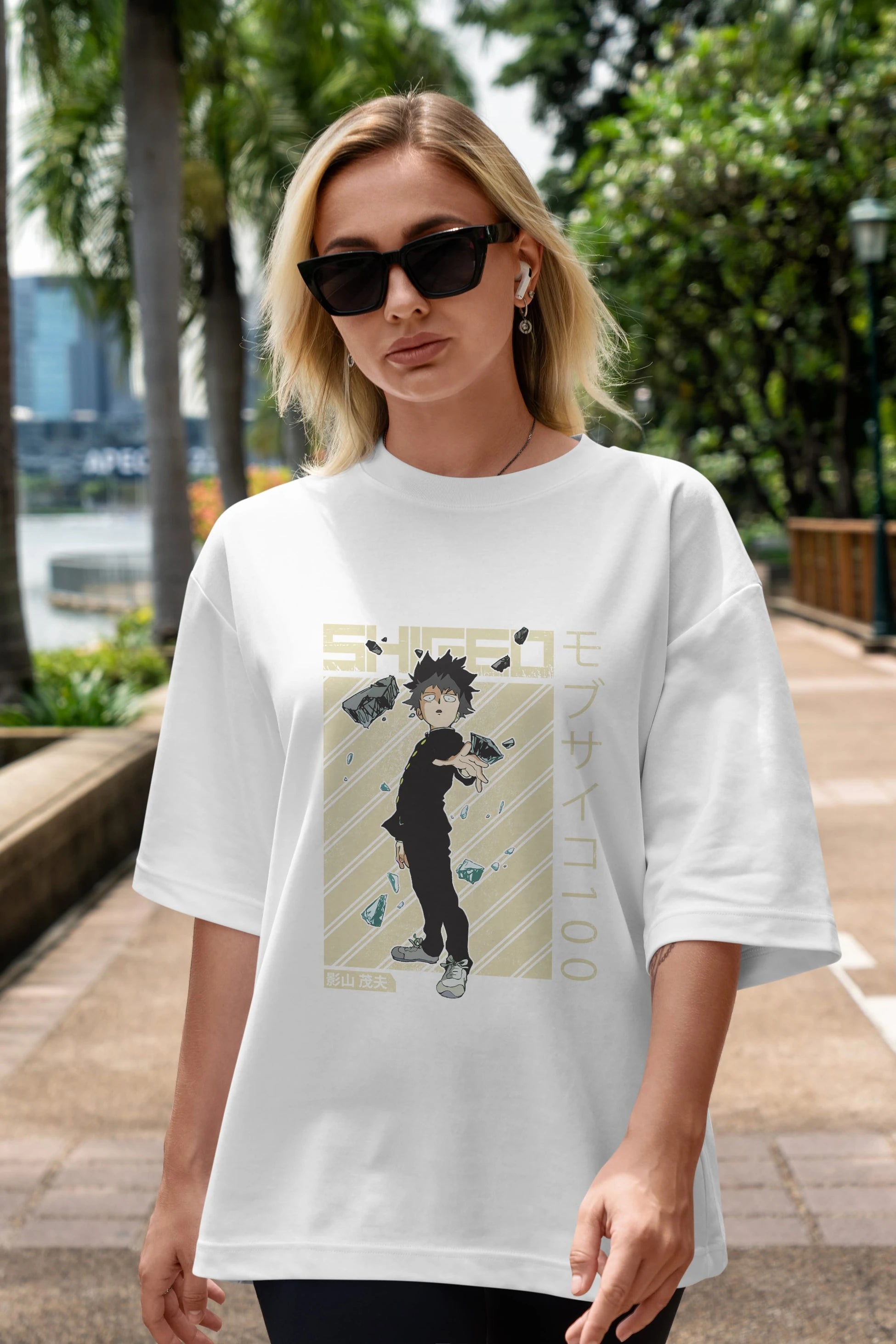Shigeo Kageyama 3 Anime Ön Baskılı Oversize t-shirt %100 pamuk Erkek Kadın Unisex