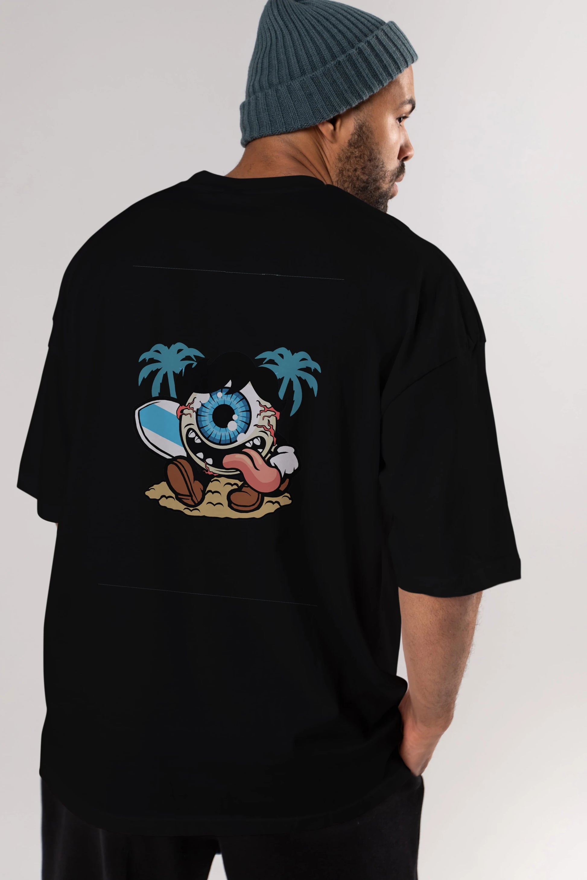 Eye Ball Surfer Arka Baskılı Oversize t-shirt Erkek Kadın Unisex %100 Pamuk tişort