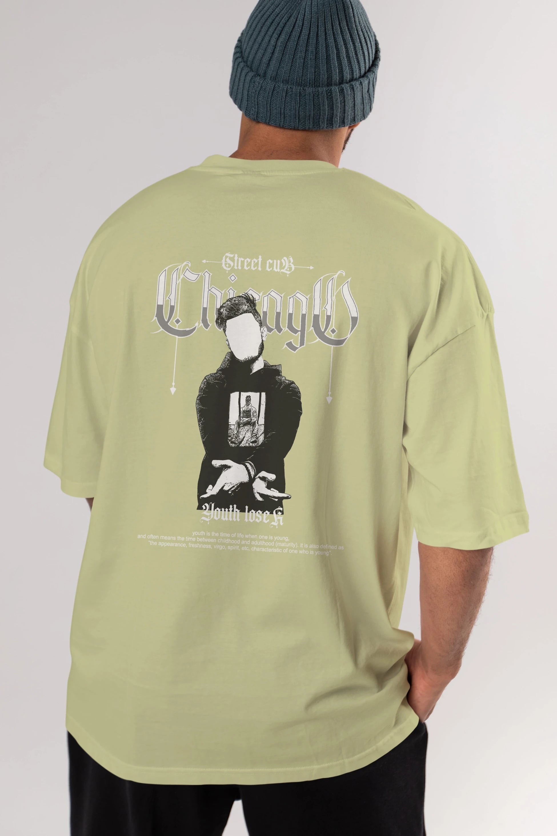 Chicago Street Club Arka Baskılı Oversize t-shirt Erkek Kadın Unisex