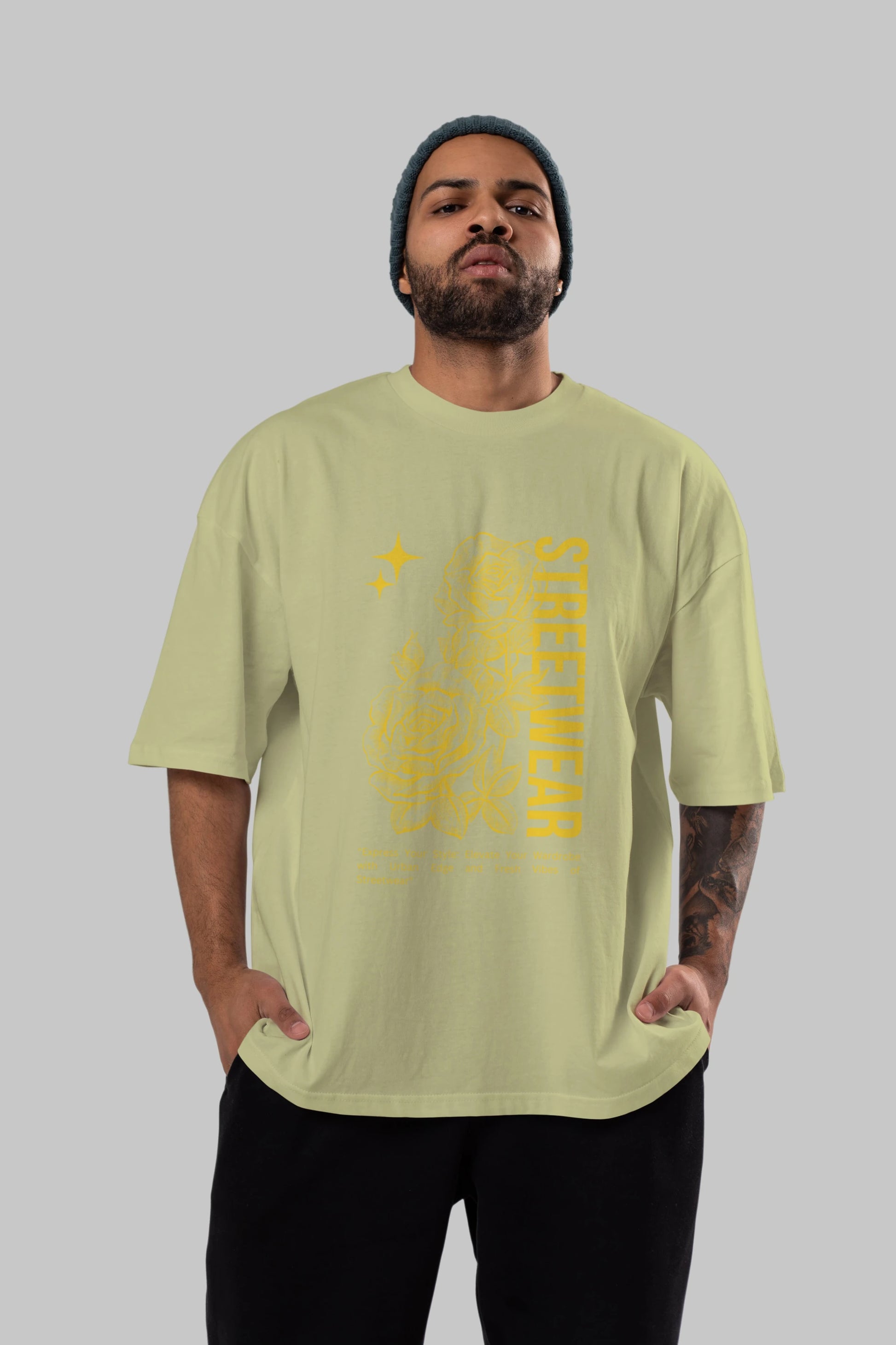 Minimalist Streetwear Ön Baskılı Oversize t-shirt Erkek Kadın Unisex