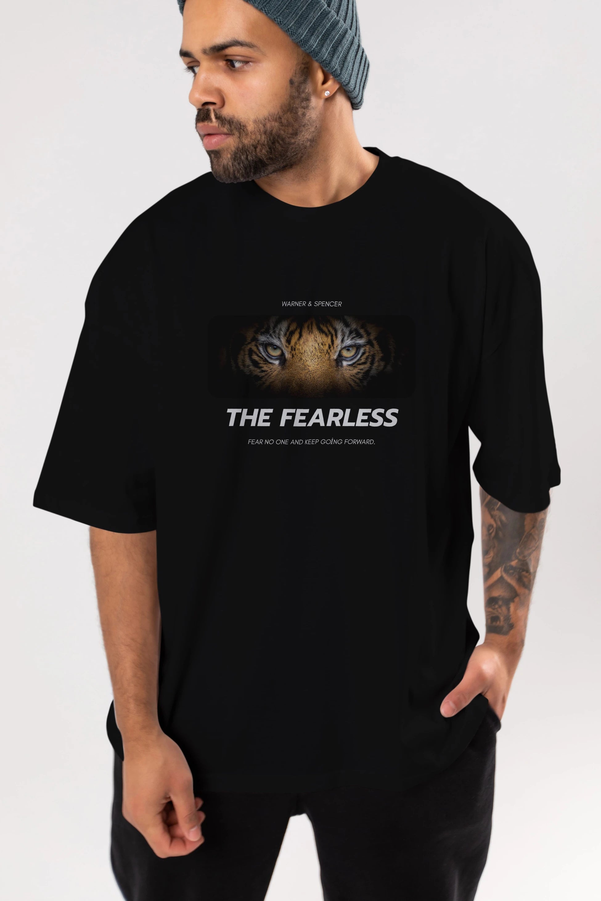 The Fearless Yazılı Ön Baskılı Oversize t-shirt Erkek Kadın Unisex