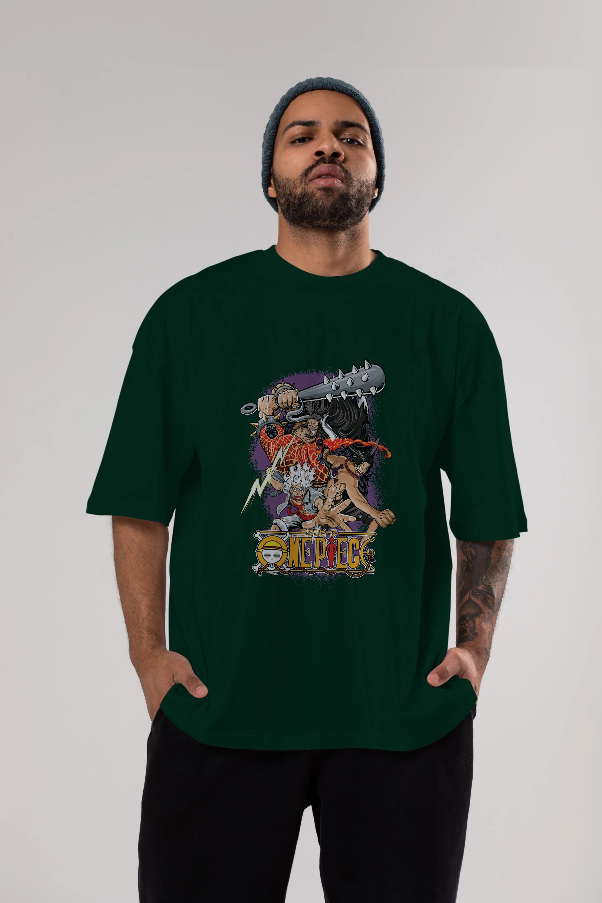 ONE PIECE (6) Anime Ön Baskılı Oversize t-shirt %100 pamuk Erkek Kadın Unisex