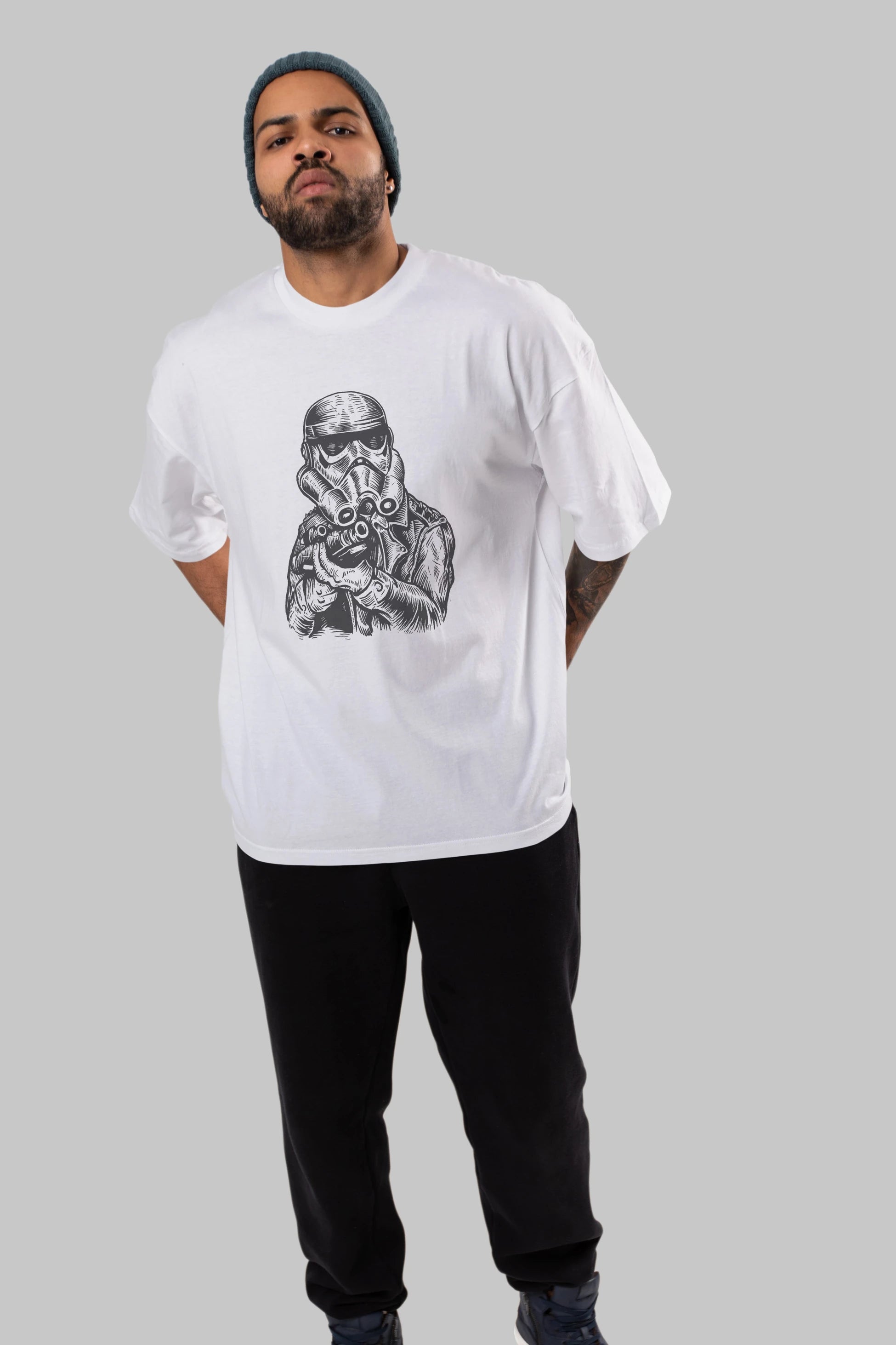 Punktrooper Ön Baskılı Oversize t-shirt Erkek Kadın Unisex %100 Pamuk tişort