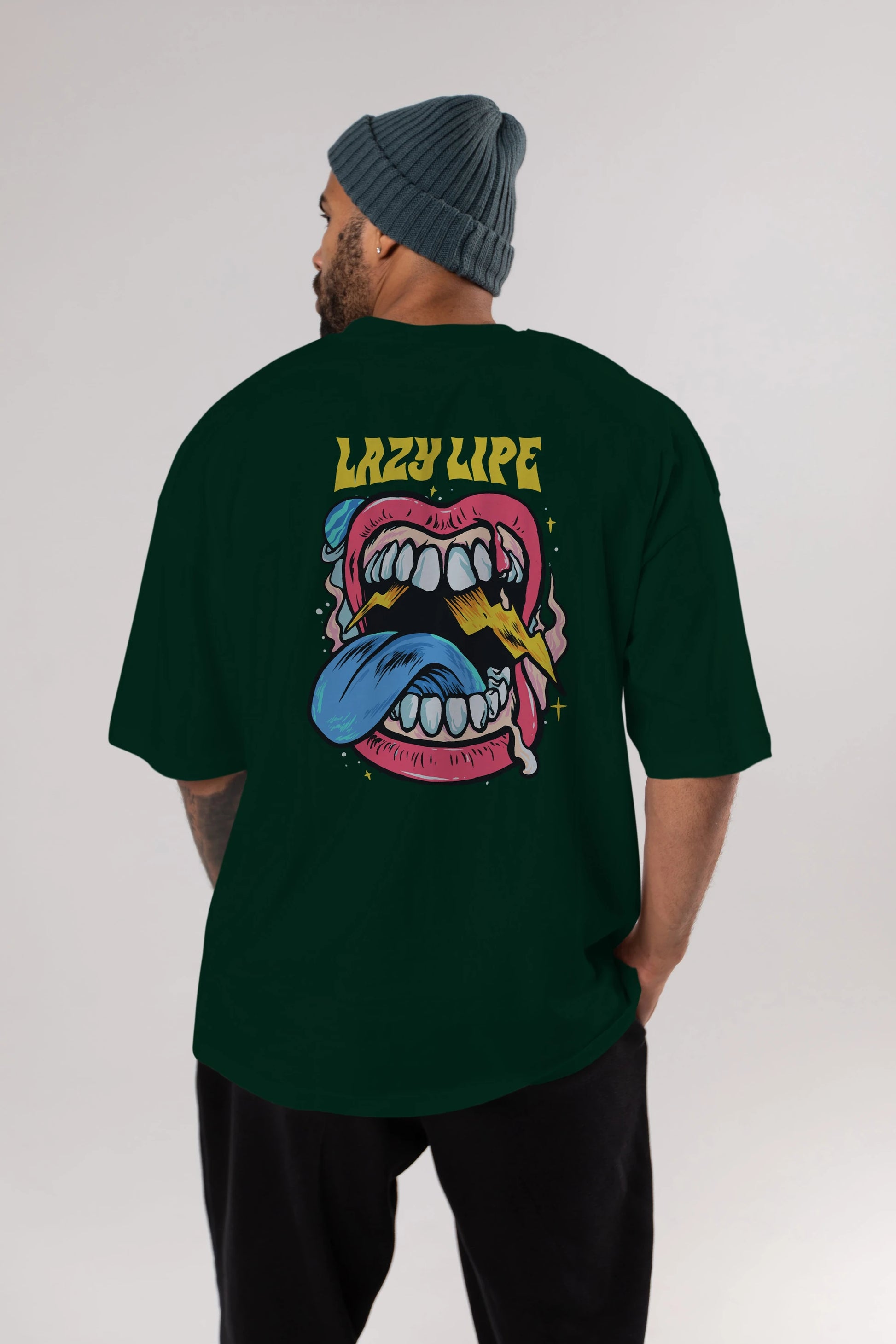 Lazy Lipe Arka Baskılı Oversize t-shirt Erkek Kadın Unisex