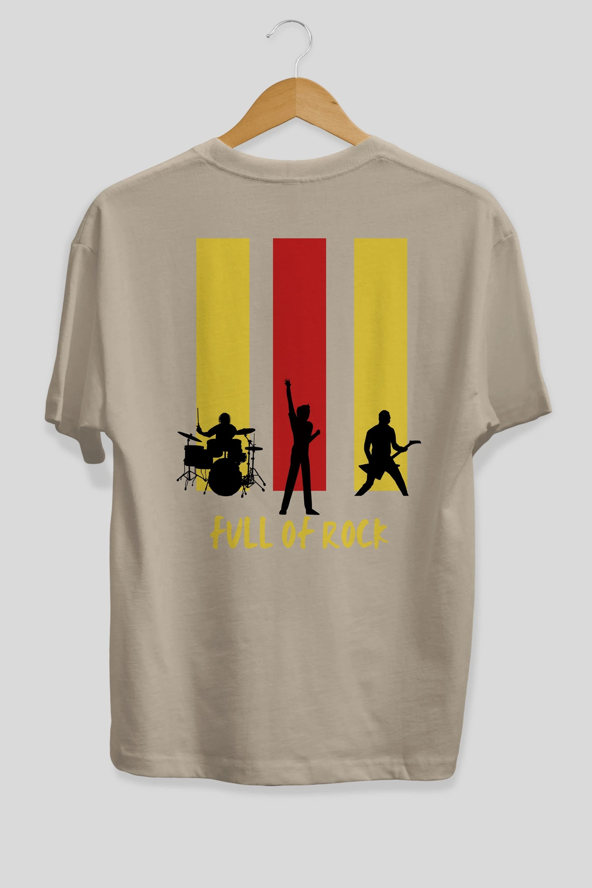Full of Rock Yazılı Arka Baskılı Oversize t-shirt Erkek Kadın Unisex
