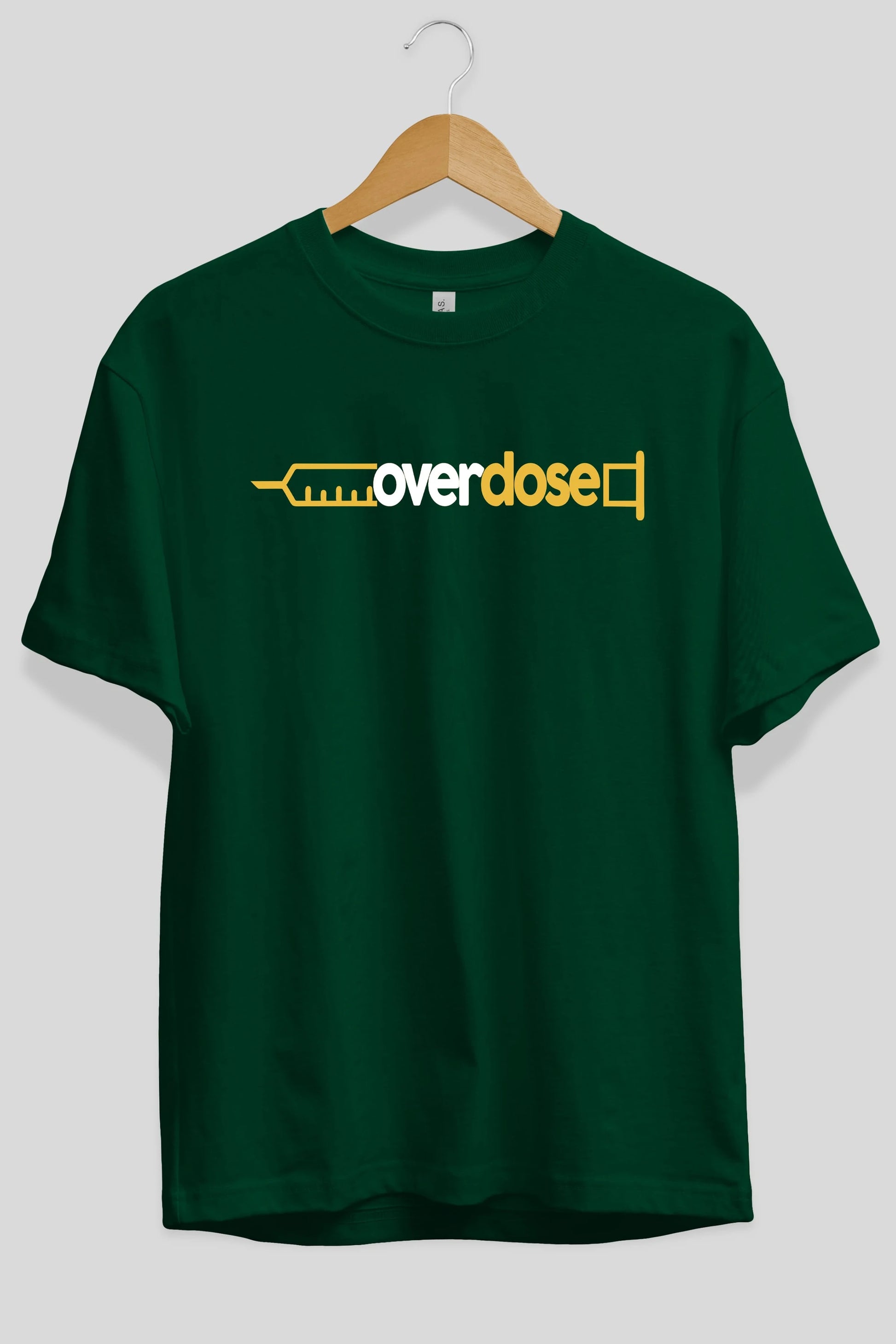 Overdose sarı Ön Baskılı Oversize t-shirt %100 pamuk Erkek Kadın Unisex