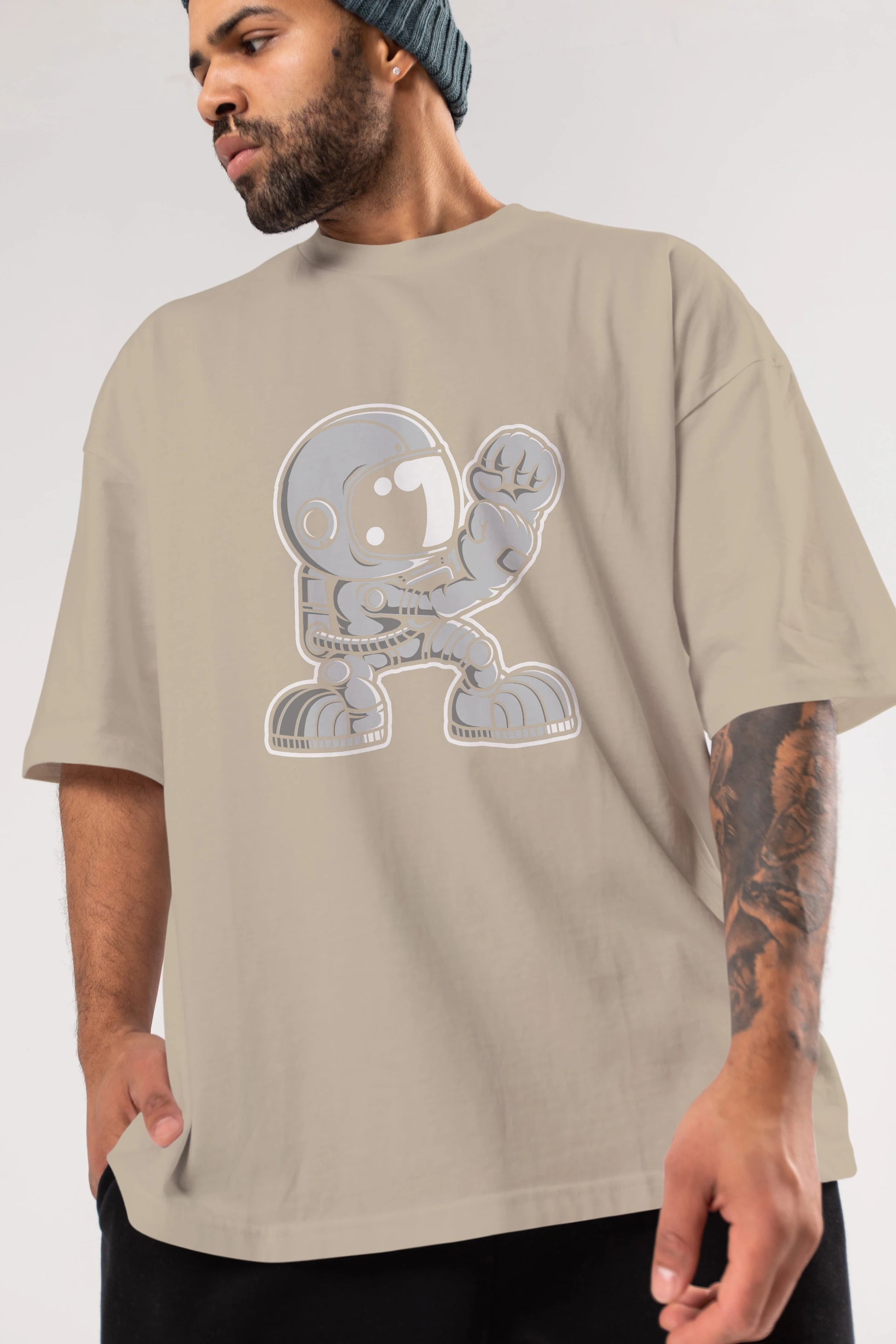 Astronaut Fighting Irish Ön Baskılı Oversize t-shirt Erkek Kadın Unisex