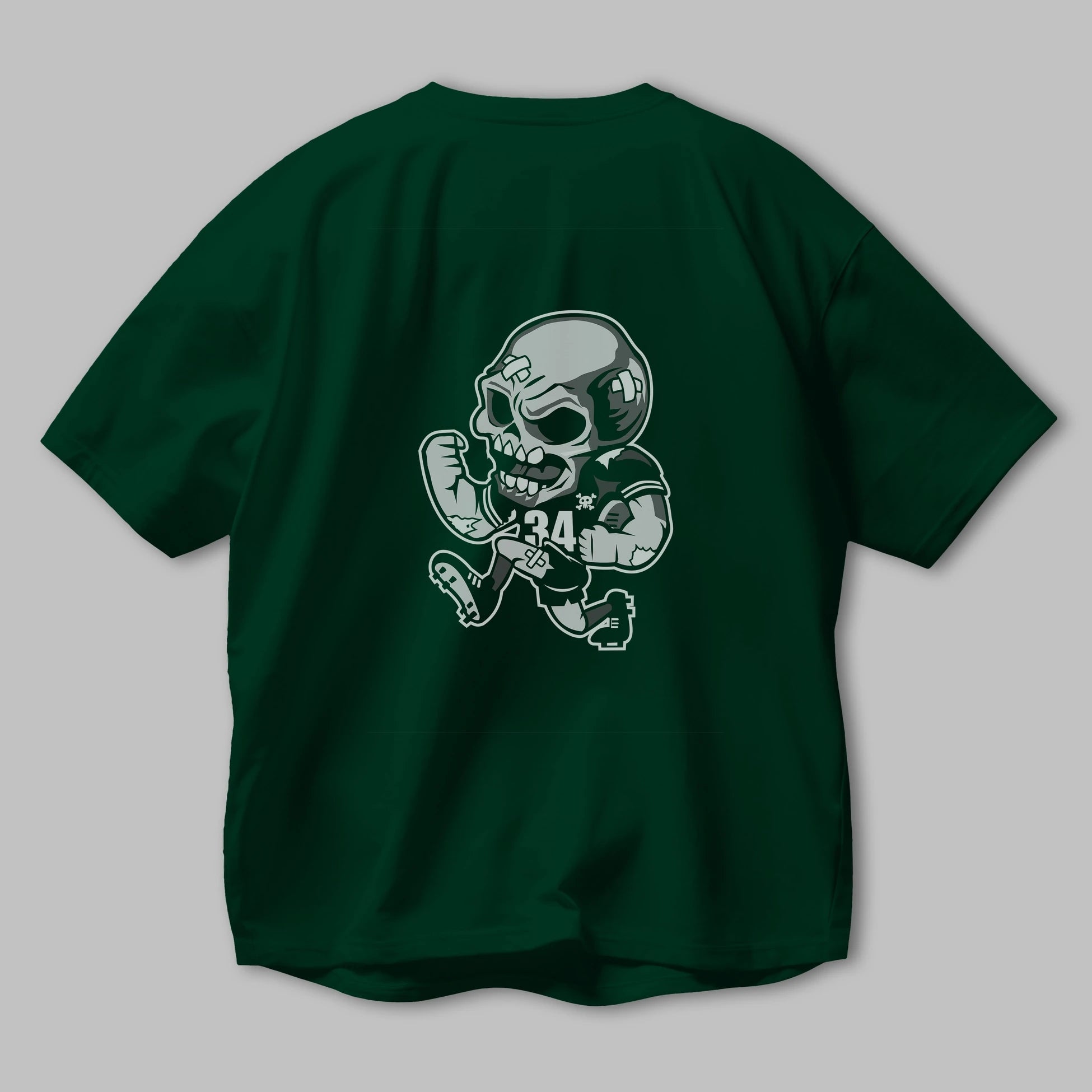 Skull Football Arka Baskılı Oversize t-shirt Erkek Kadın Unisex %100 Pamuk tişort